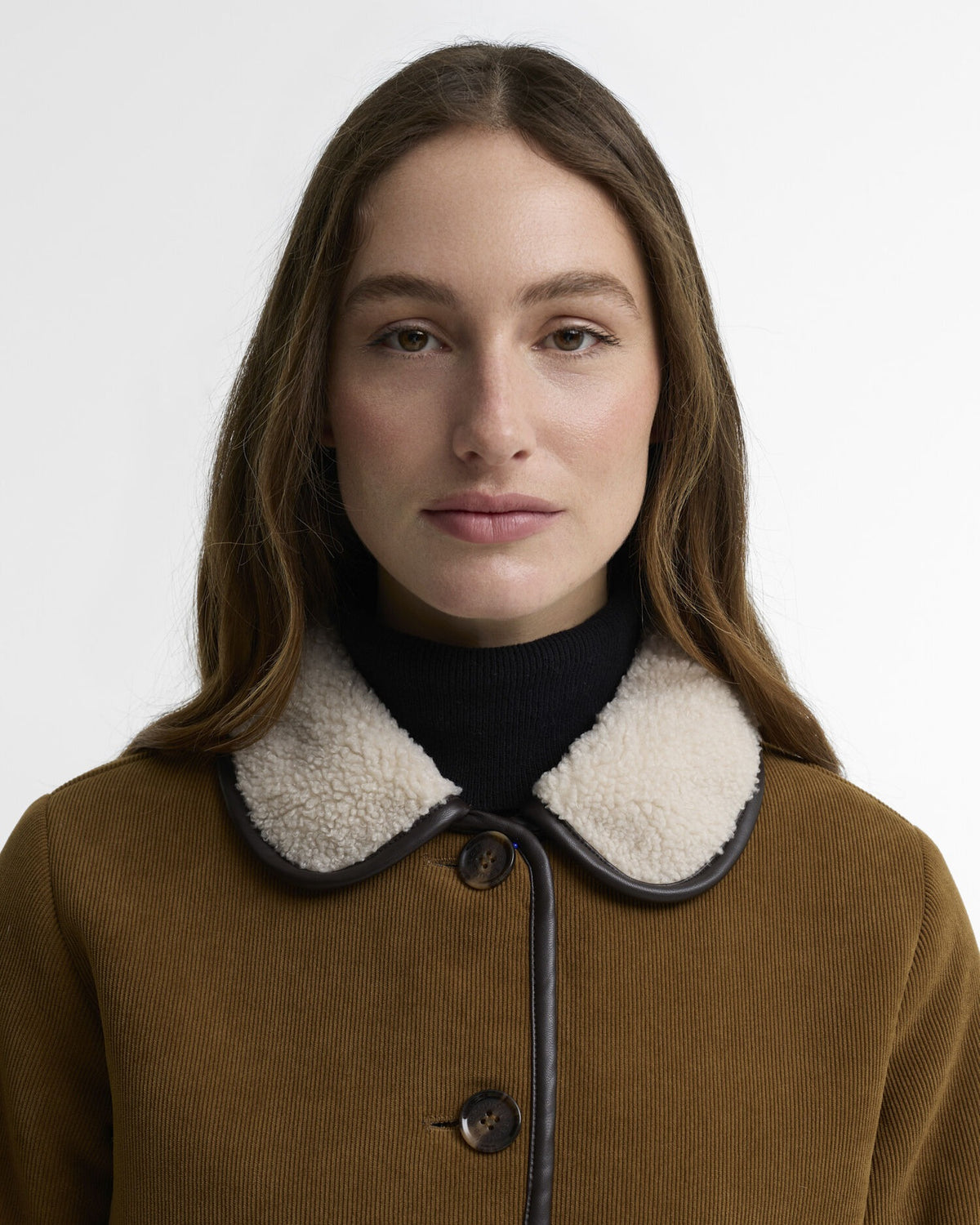 Penny Fleece Cord Jacket - Tan/Ecru