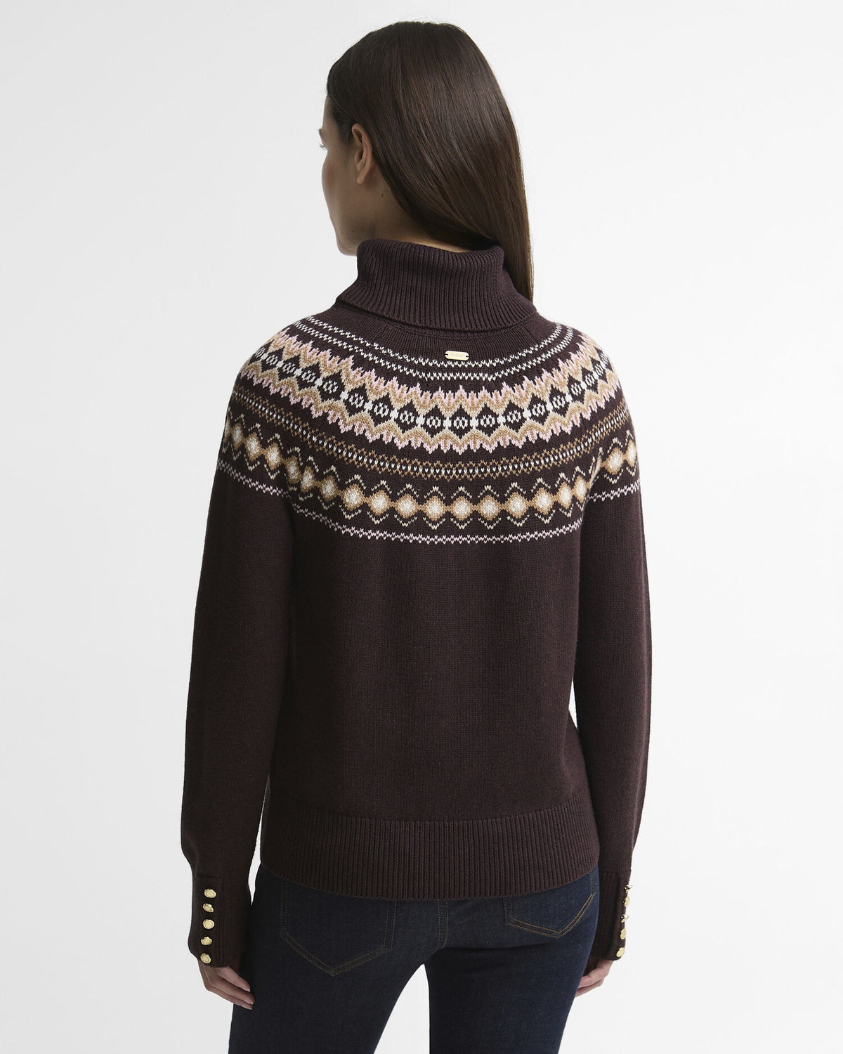 Darwen Fairisle Rollneck Jumper - Seal Brown