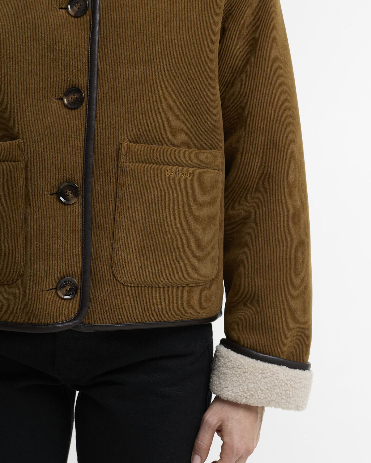 Penny Fleece Cord Jacket - Tan/Ecru