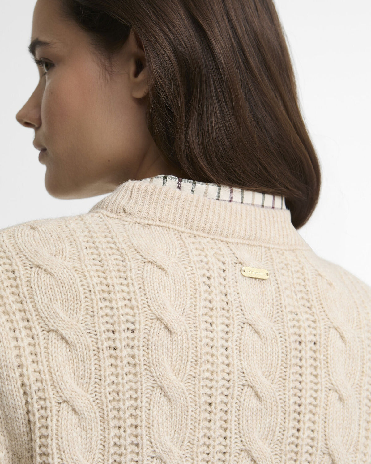 Joan Cropped Cable Knit Jumper - Birch