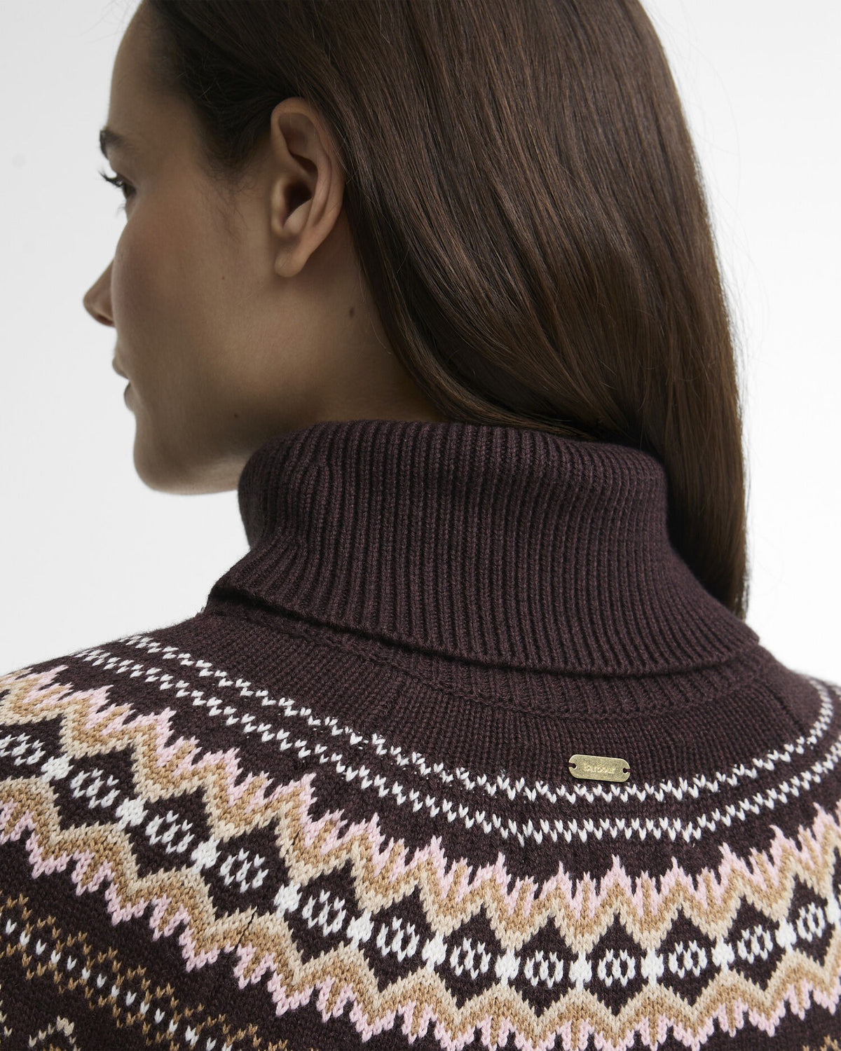 Darwen Fairisle Rollneck Jumper - Seal Brown