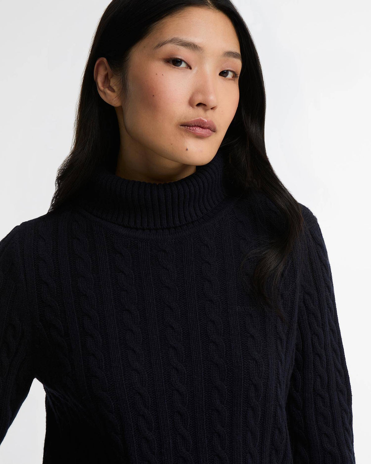 Ambleside Cable-Knit Rollneck Jumper - Navy