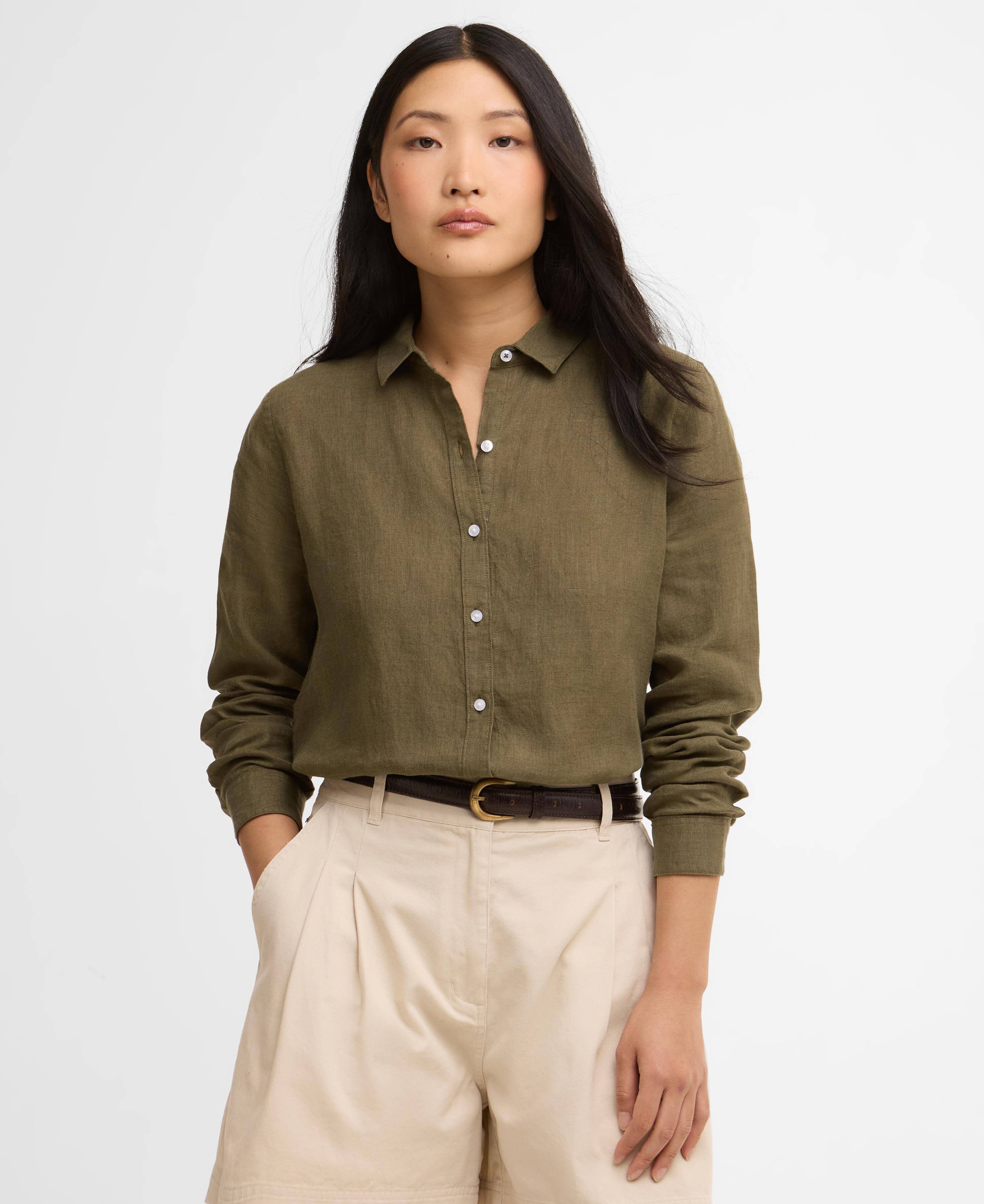 Marine Relaxed Long-Sleeved Shirt - Dusky Khaki
