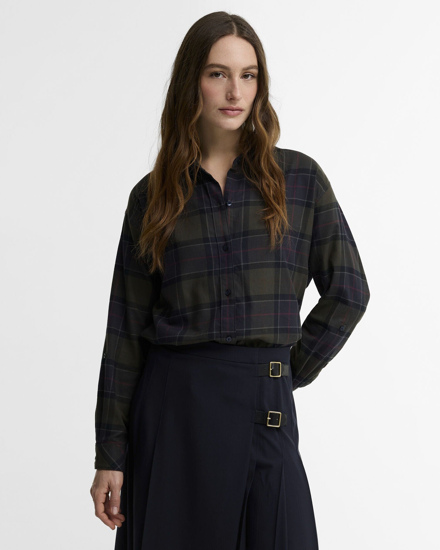 Elishaw Relaxed Long-Sleeved Shirt - Shadow Classic Tartan