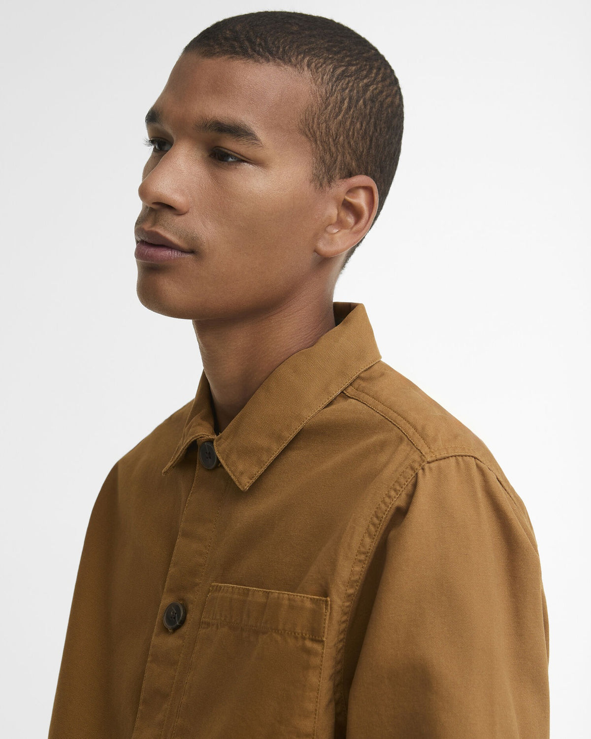 Tartan Trimmed Washed Overshirt - Cinammon