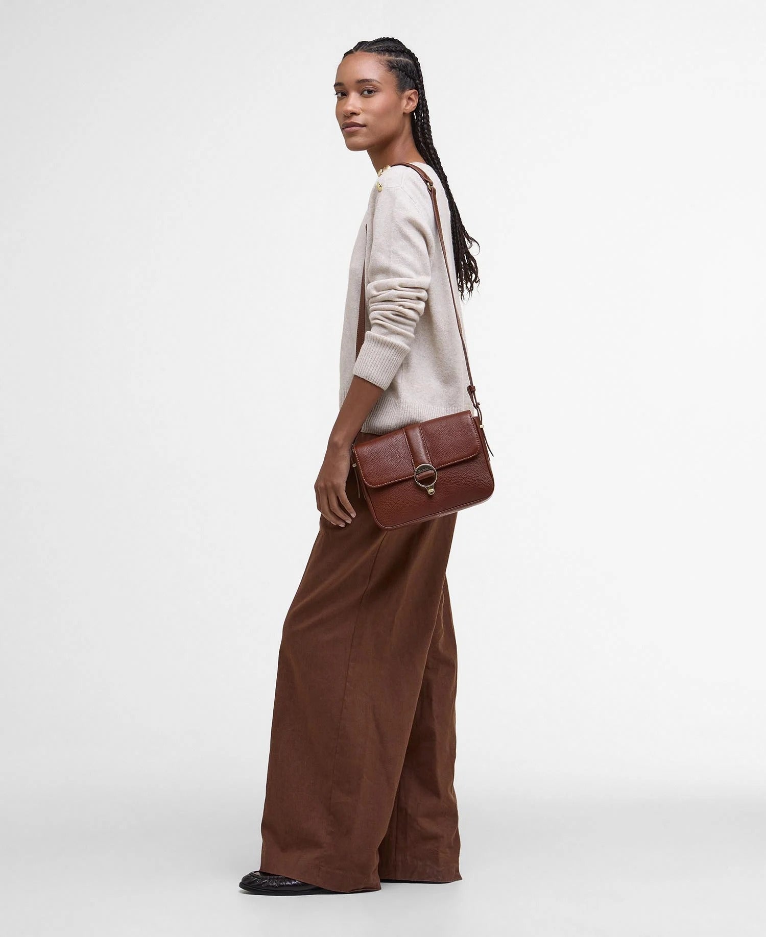 Rosa Leather Crossbody Bag - Brown