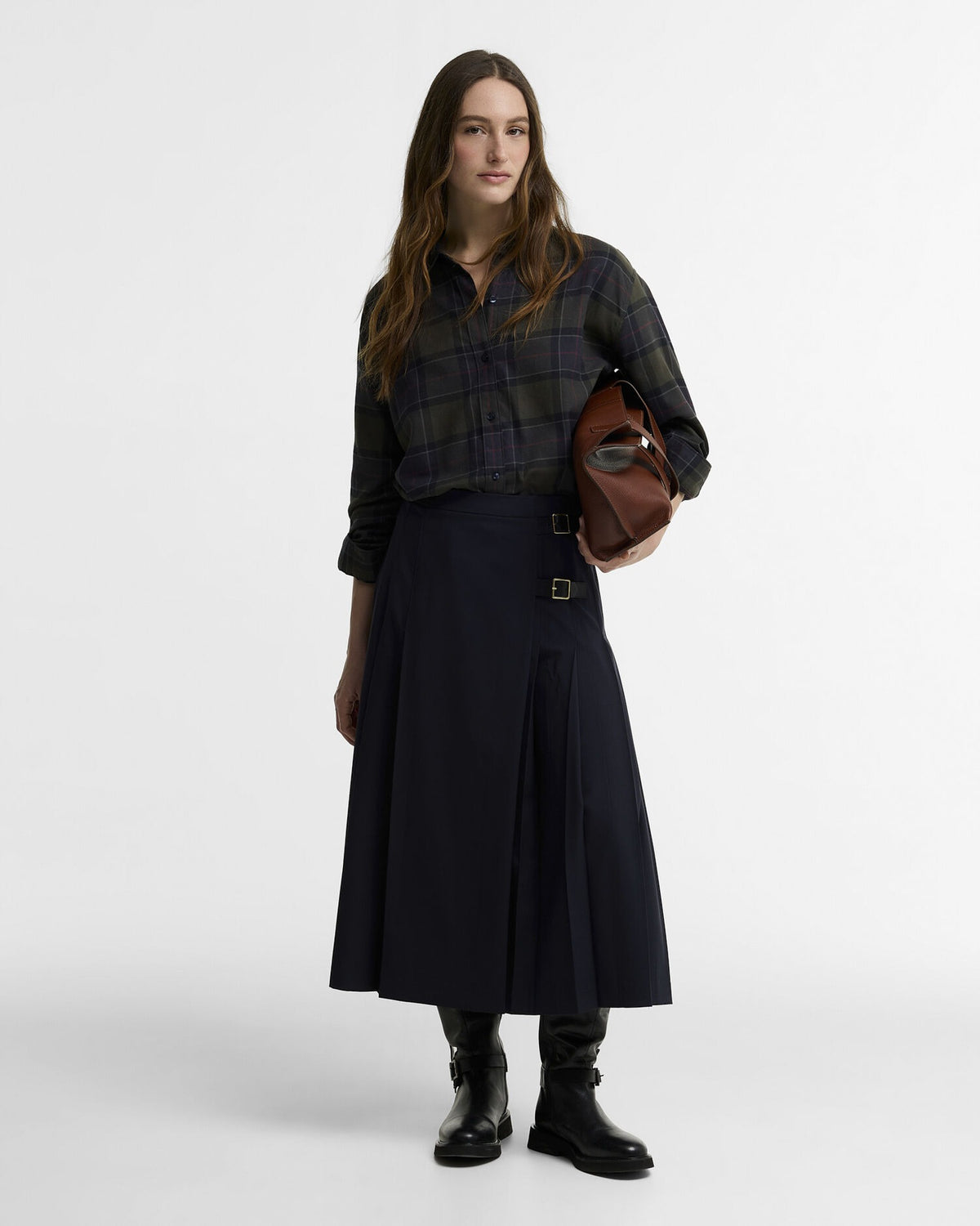 Elishaw Relaxed Long-Sleeved Shirt - Shadow Classic Tartan