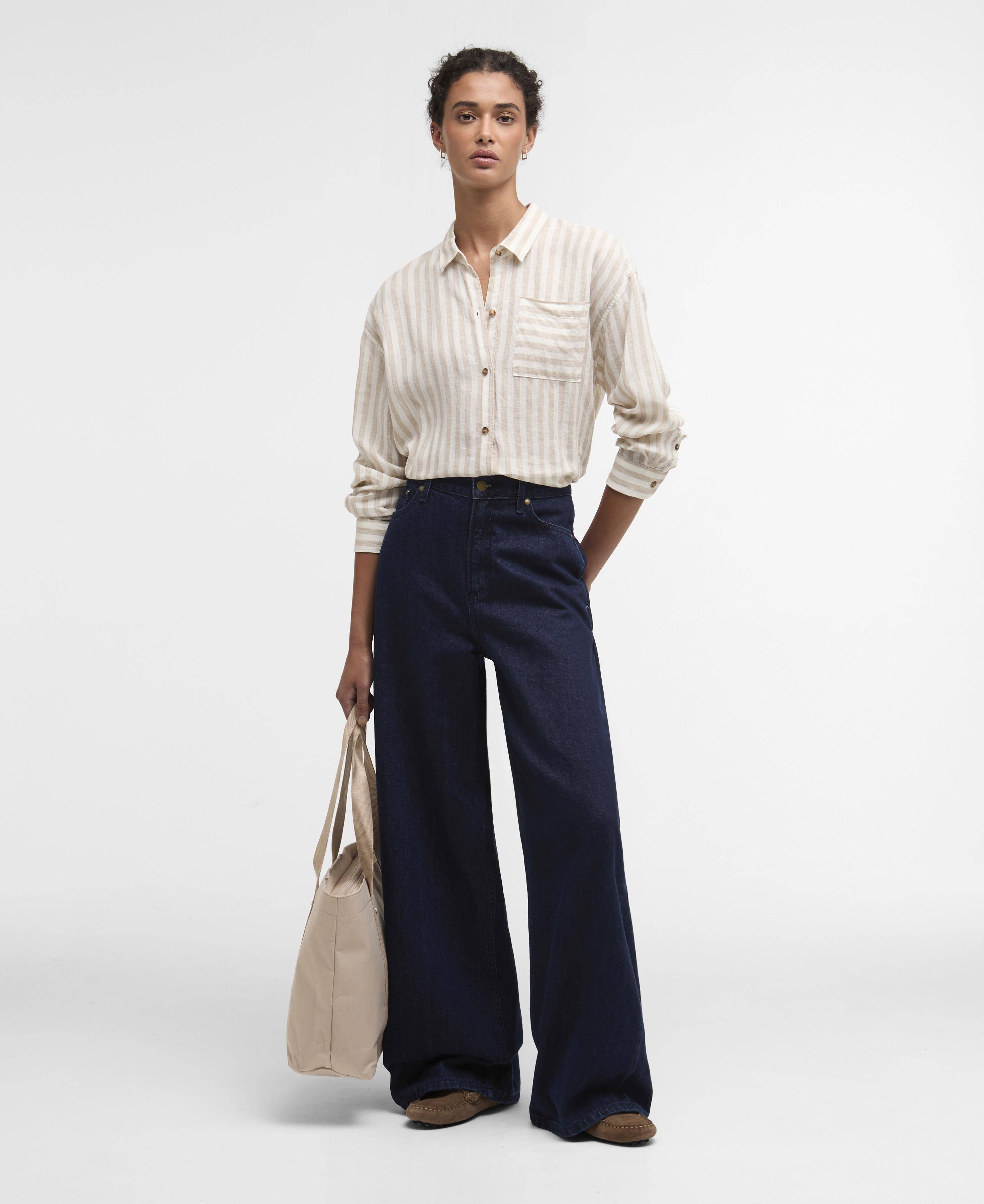 Annie Striped Linen Shirt - Light Sand Stripe