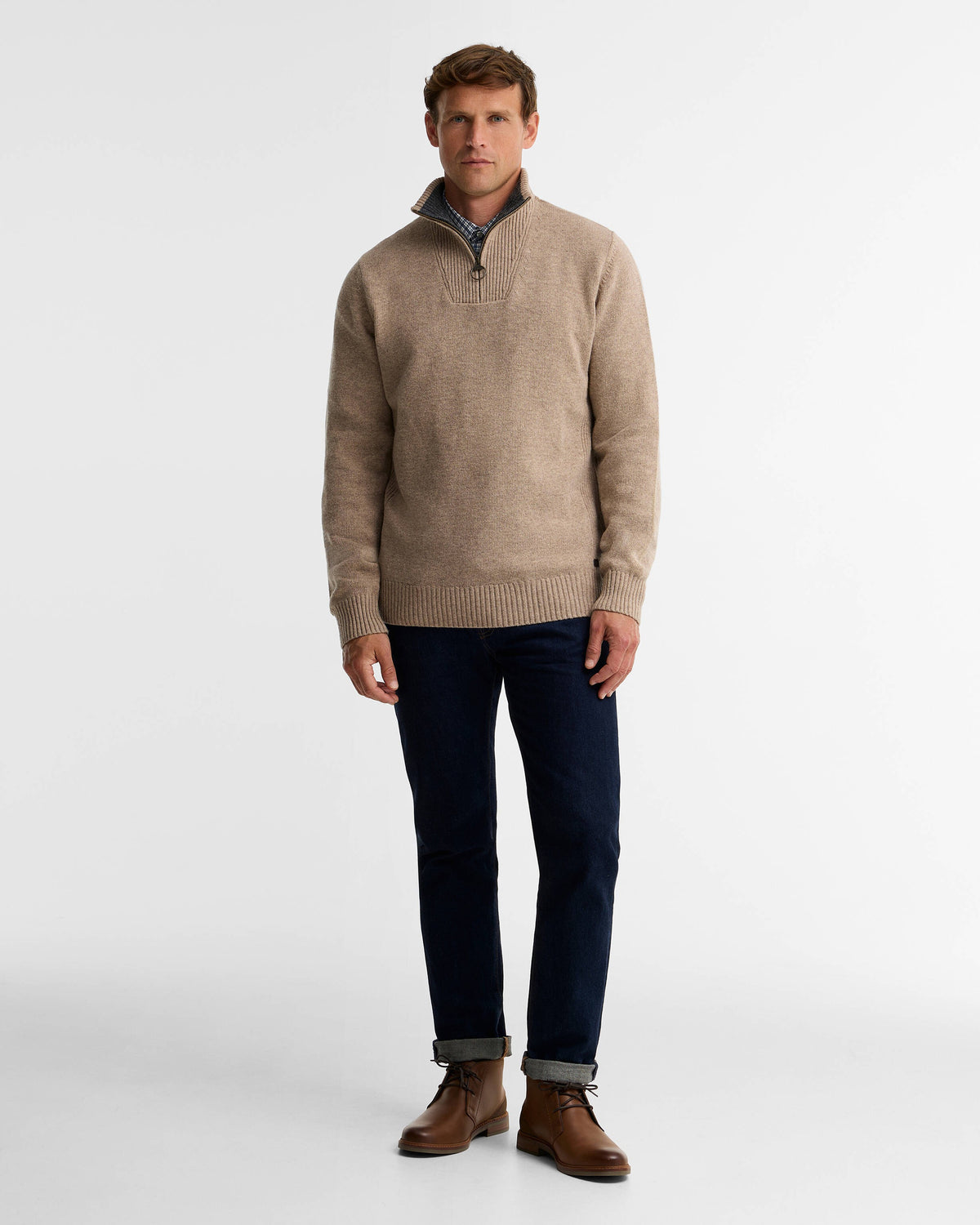 Nelson Essential Quarter-Zip Jumper - Stone