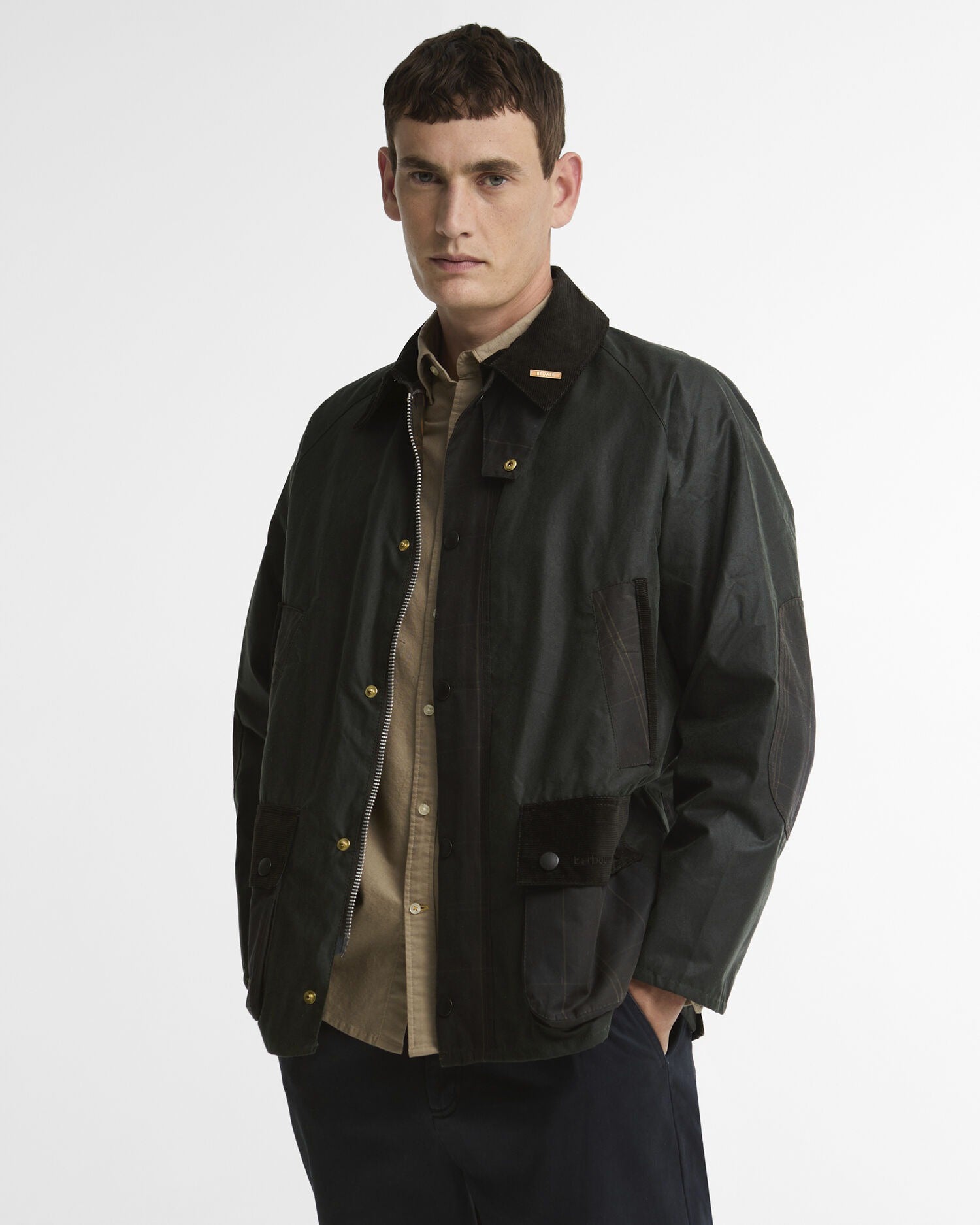 Icons Patch Bedale Waxed Jacket - Sage