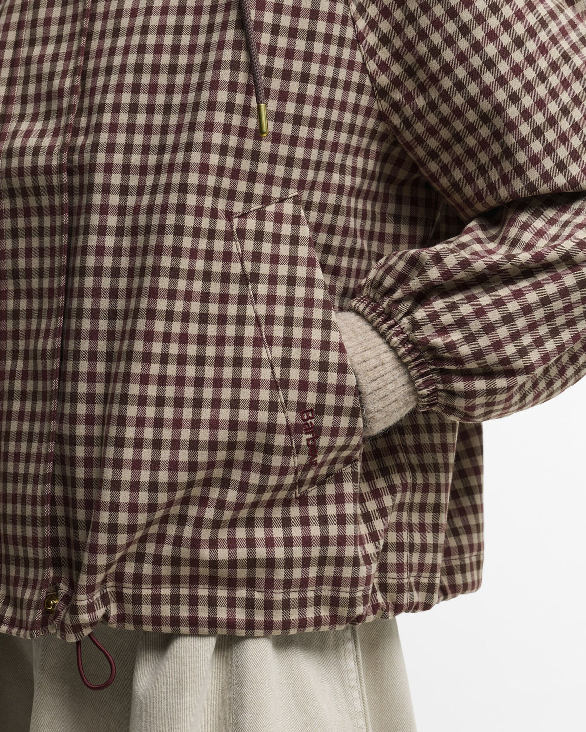 Audrey Showerproof Jacket - Cranberry/Brown Gingham