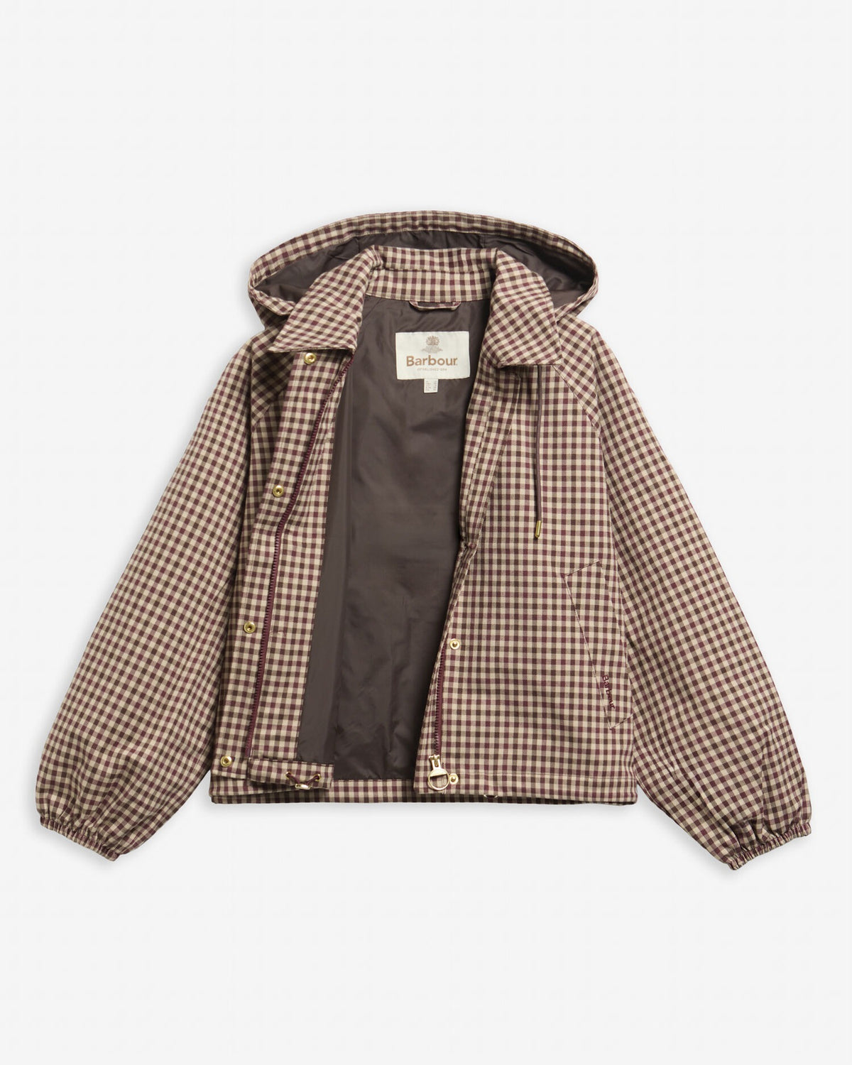 Audrey Showerproof Jacket - Cranberry/Brown Gingham