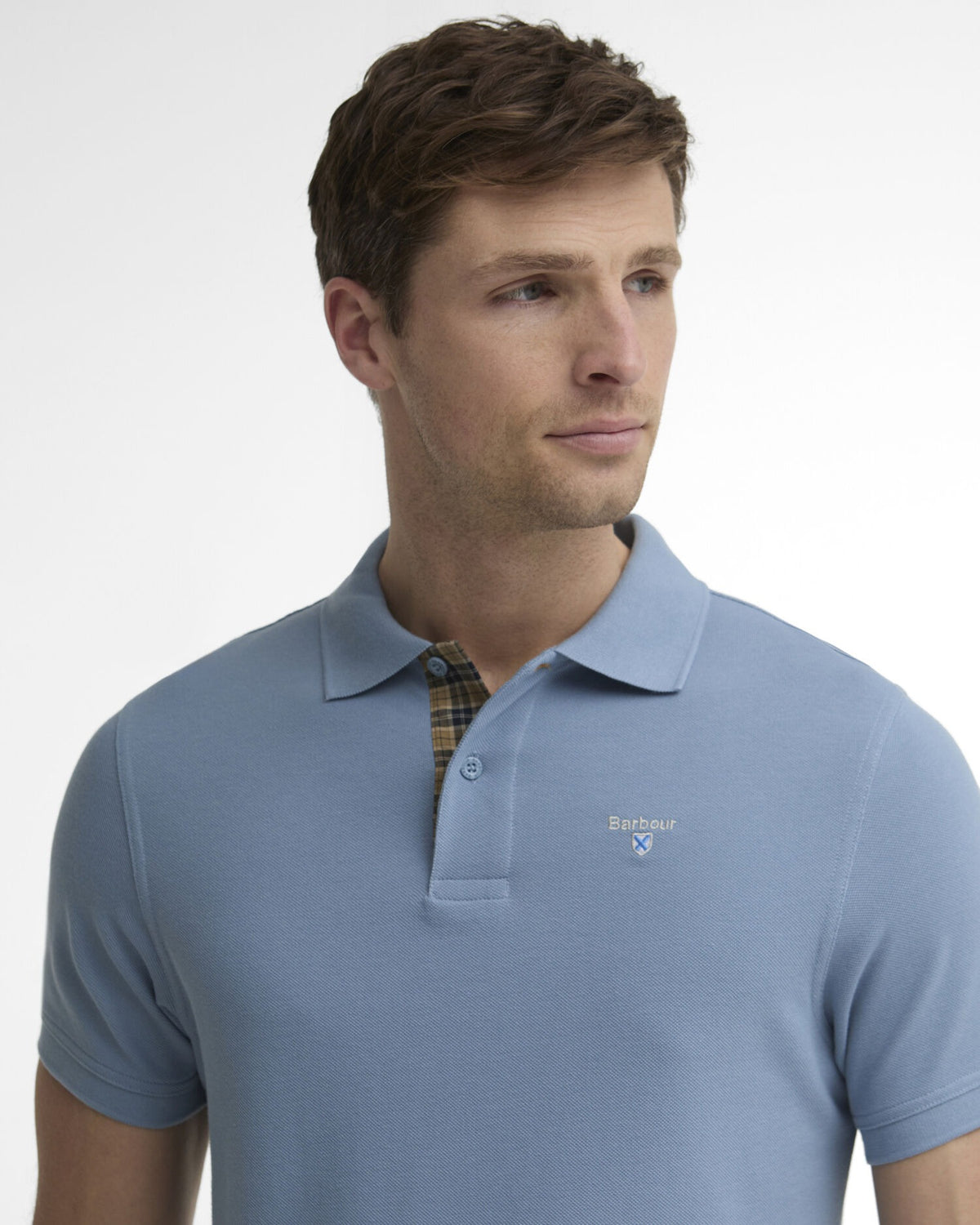 Tartan Pique Polo Shirt - Tarn Blue