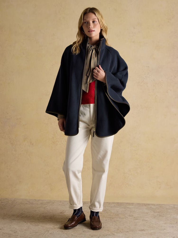 Heritage Navy Fleece Longline Cape