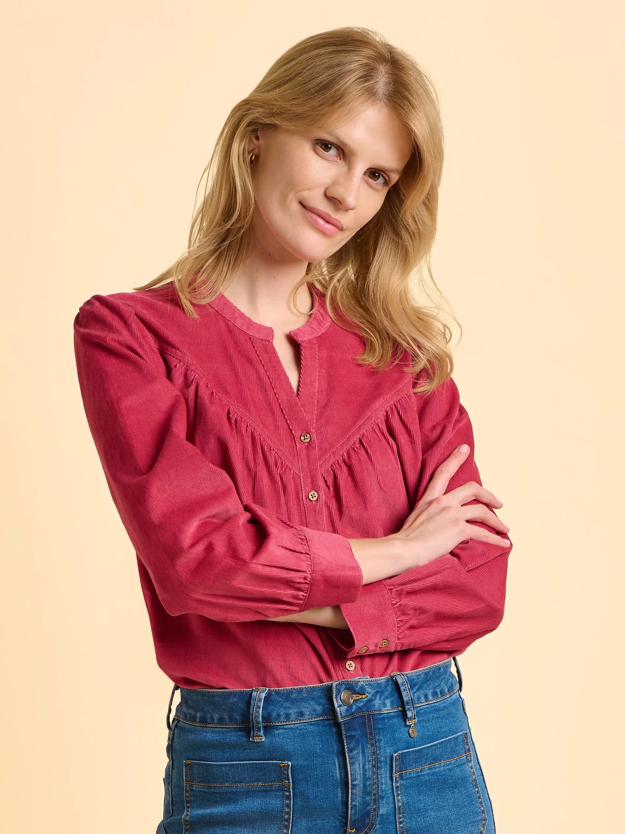 Lindsay Cord Blouse - Pink