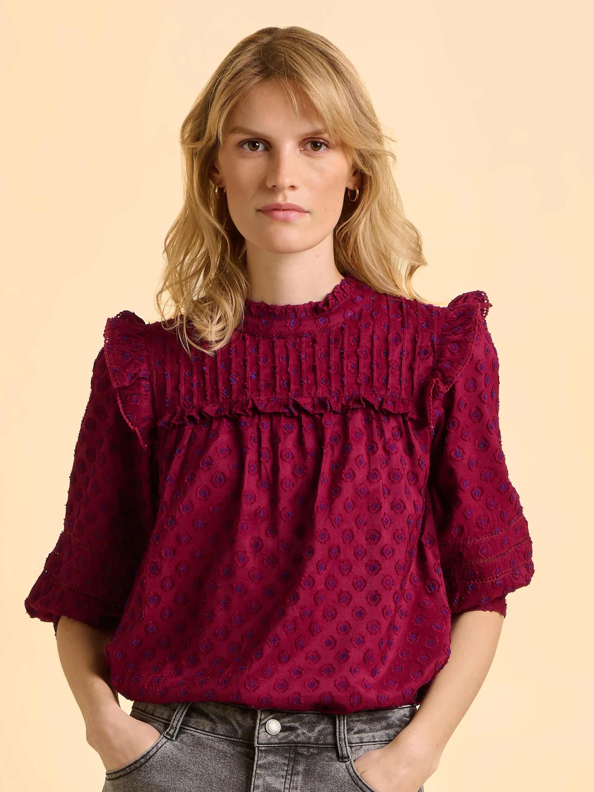 Grace Blouse - Burgundy