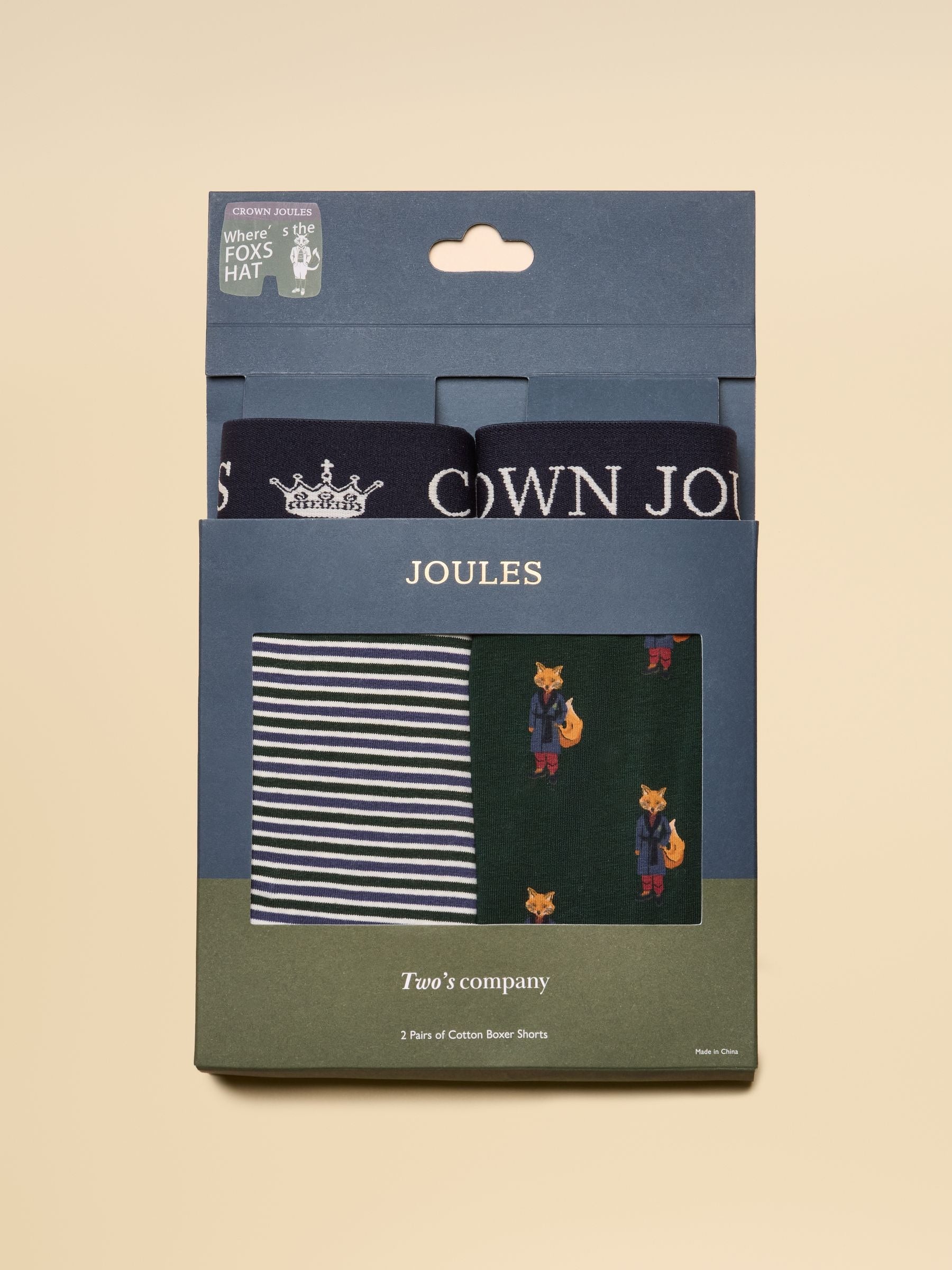 Crown Joules Green & Blue Cotton Jersey Boxer Shorts - 2 Pack