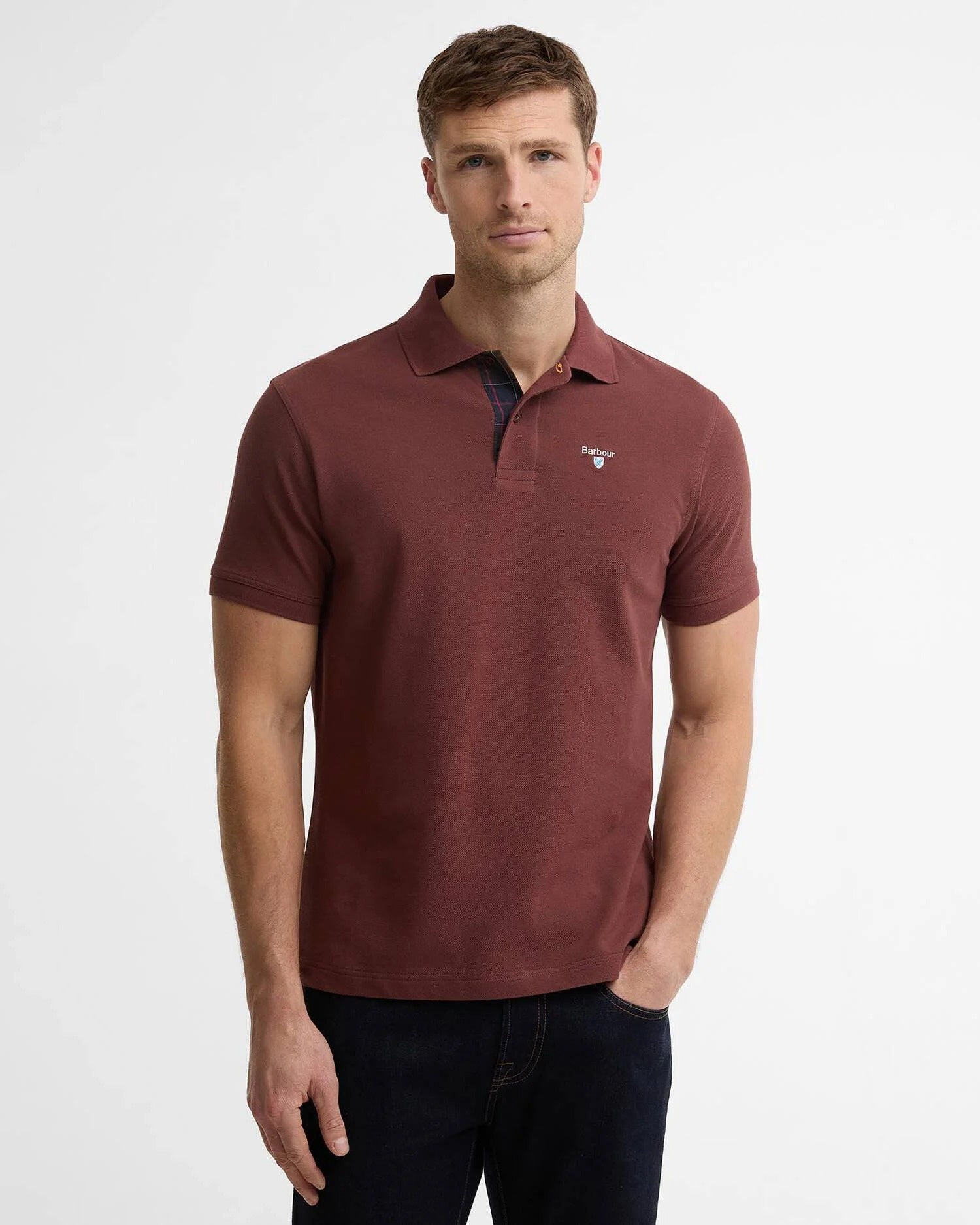 Tartan Pique Polo Shirt - Burnt Pepper