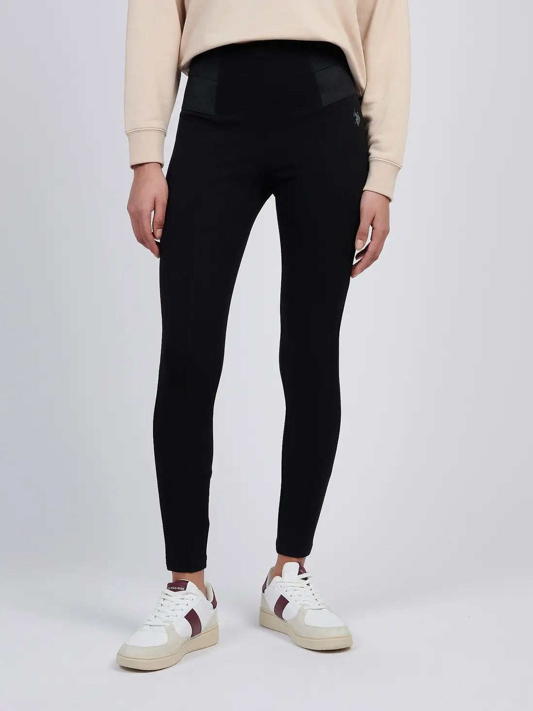 Tonal Elastic Waist Legging - Black