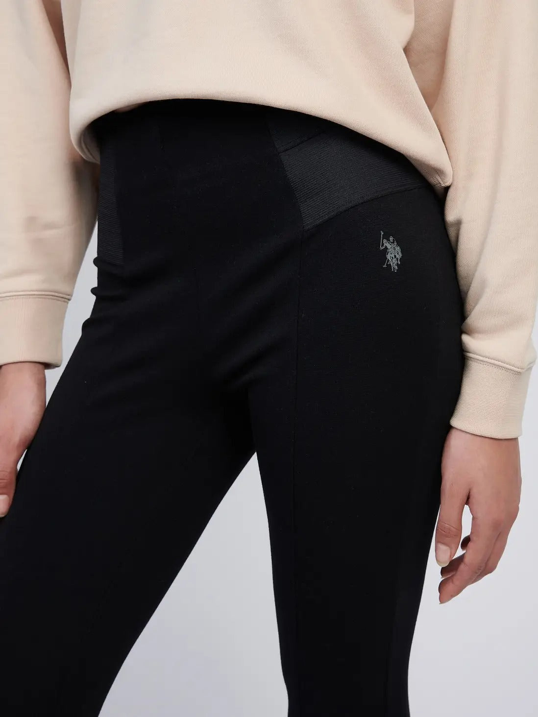 Tonal Elastic Waist Legging - Black