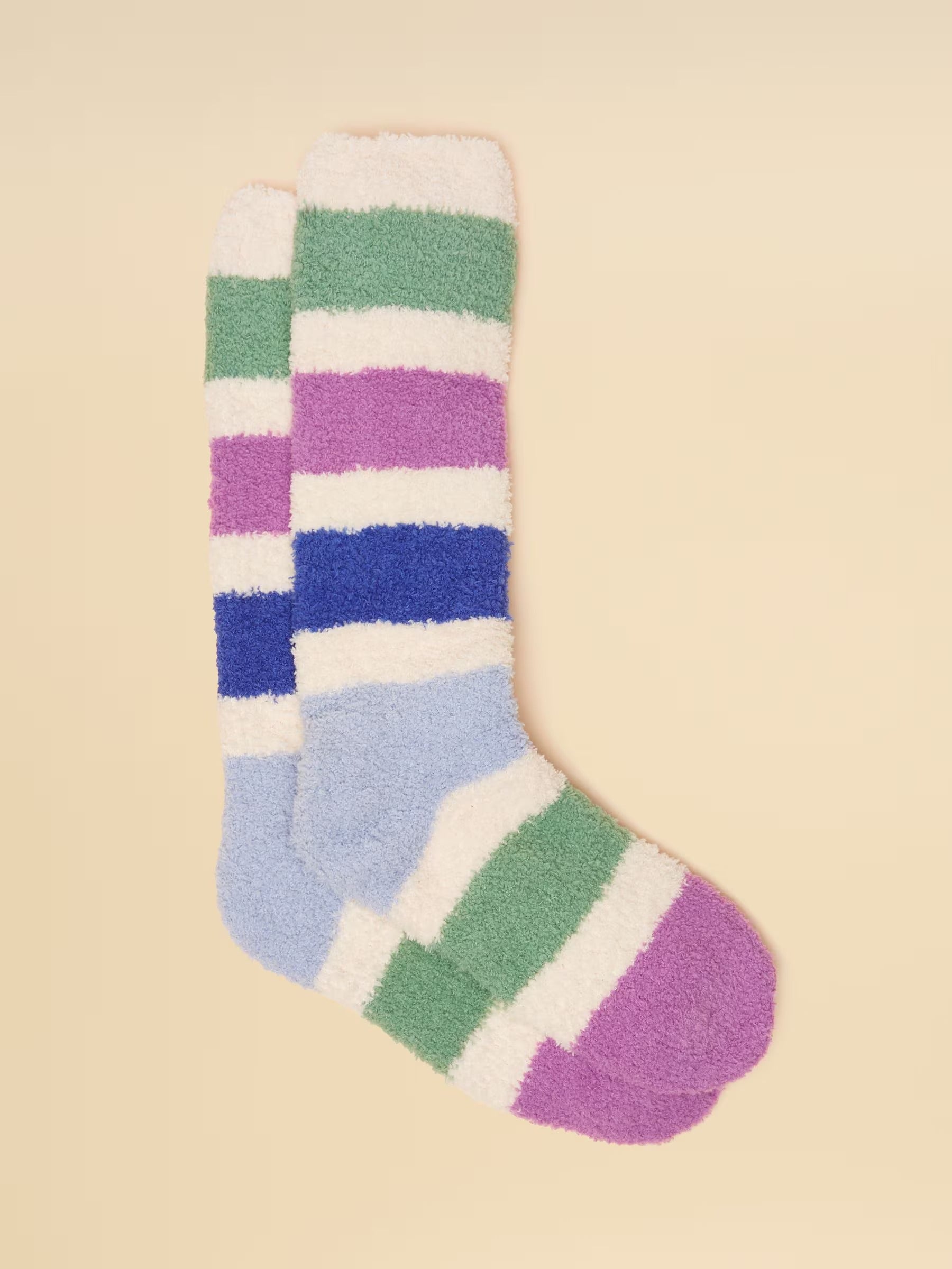 Women's Fluffy Blue Stripe Socks (size 4-8)