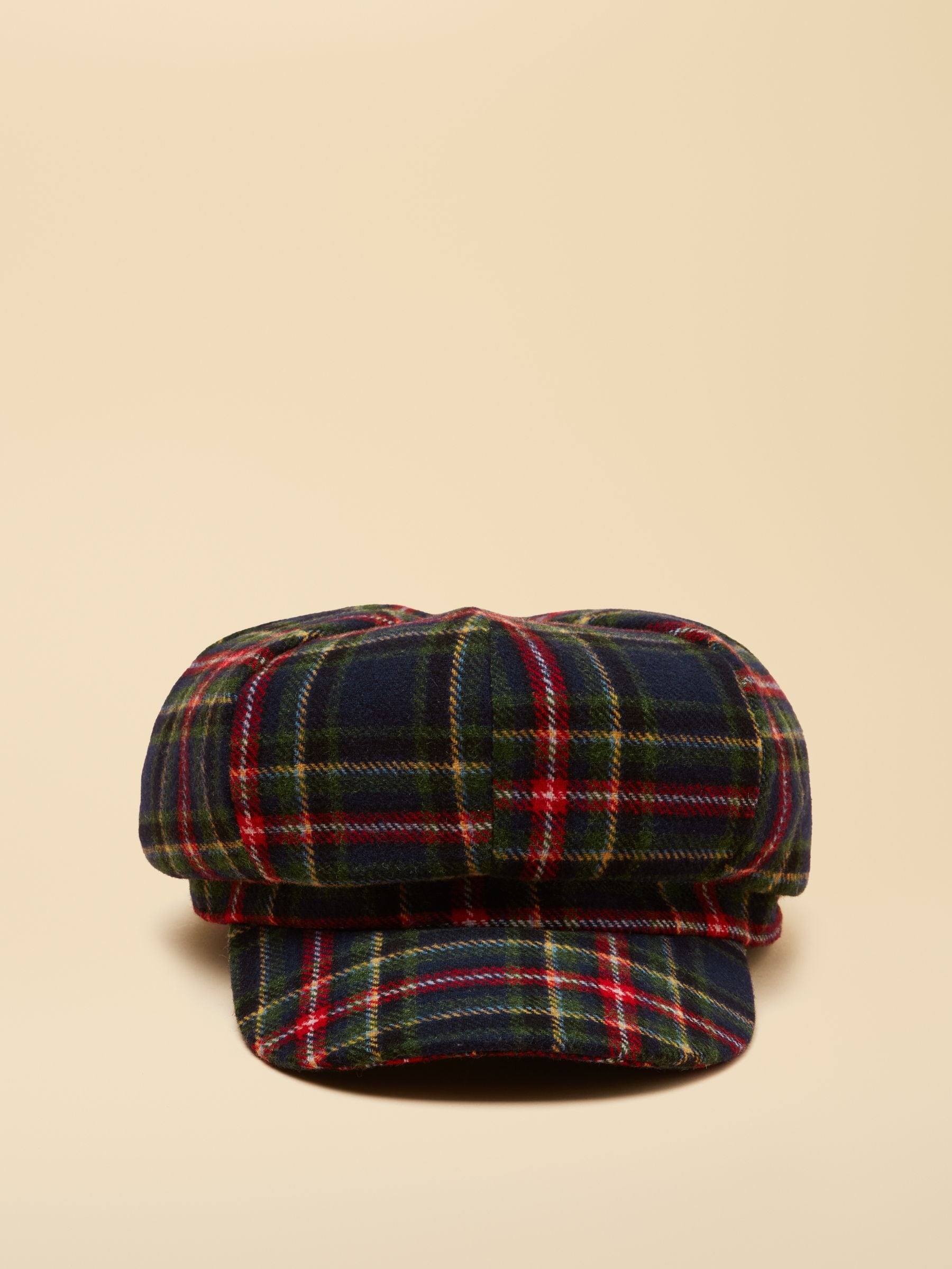 Elvaston Navy/Khaki Check Tweed Baker Boy Hat