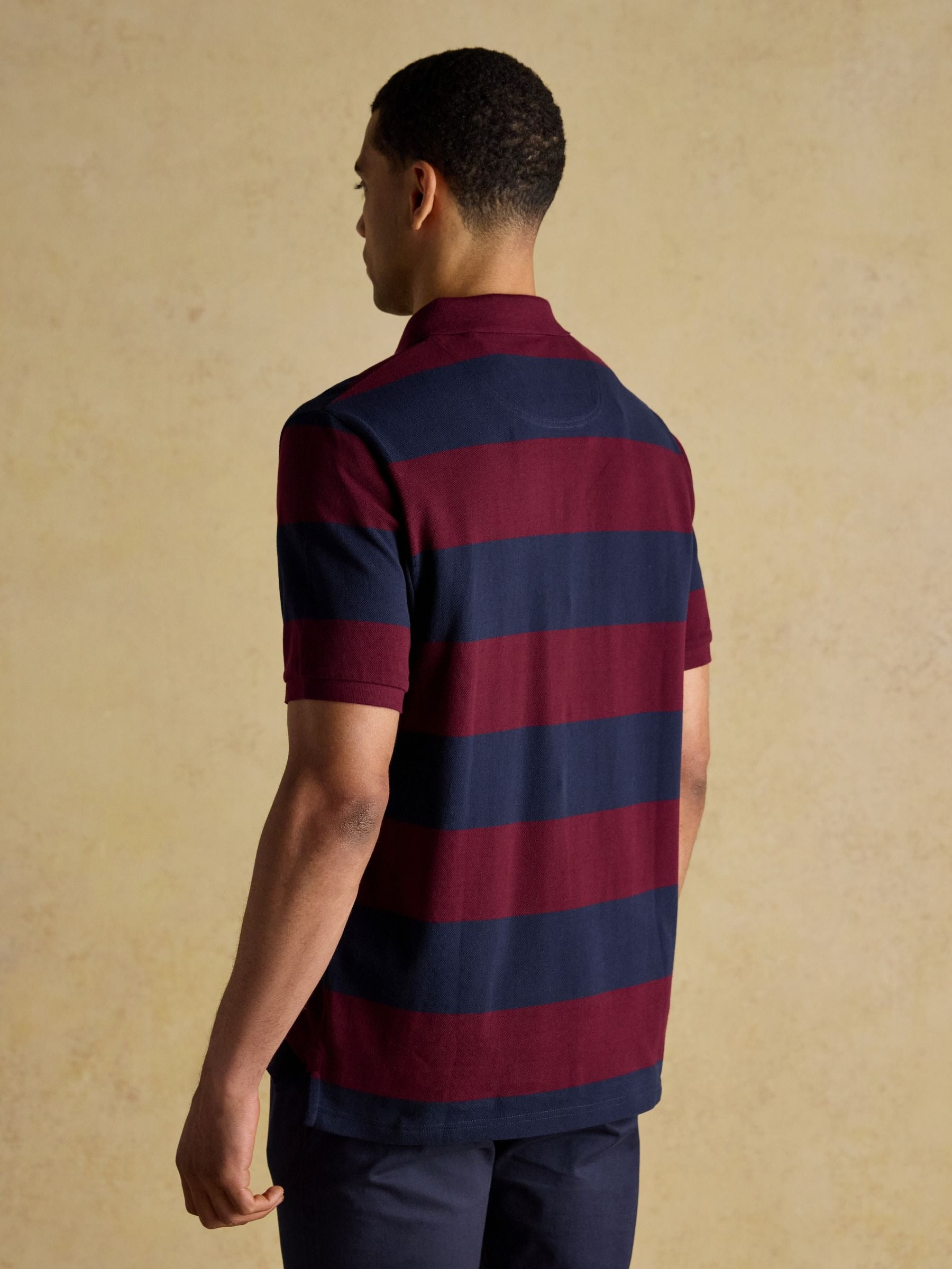 Woody Navy & Burgundy Cotton Pique Polo Shirt