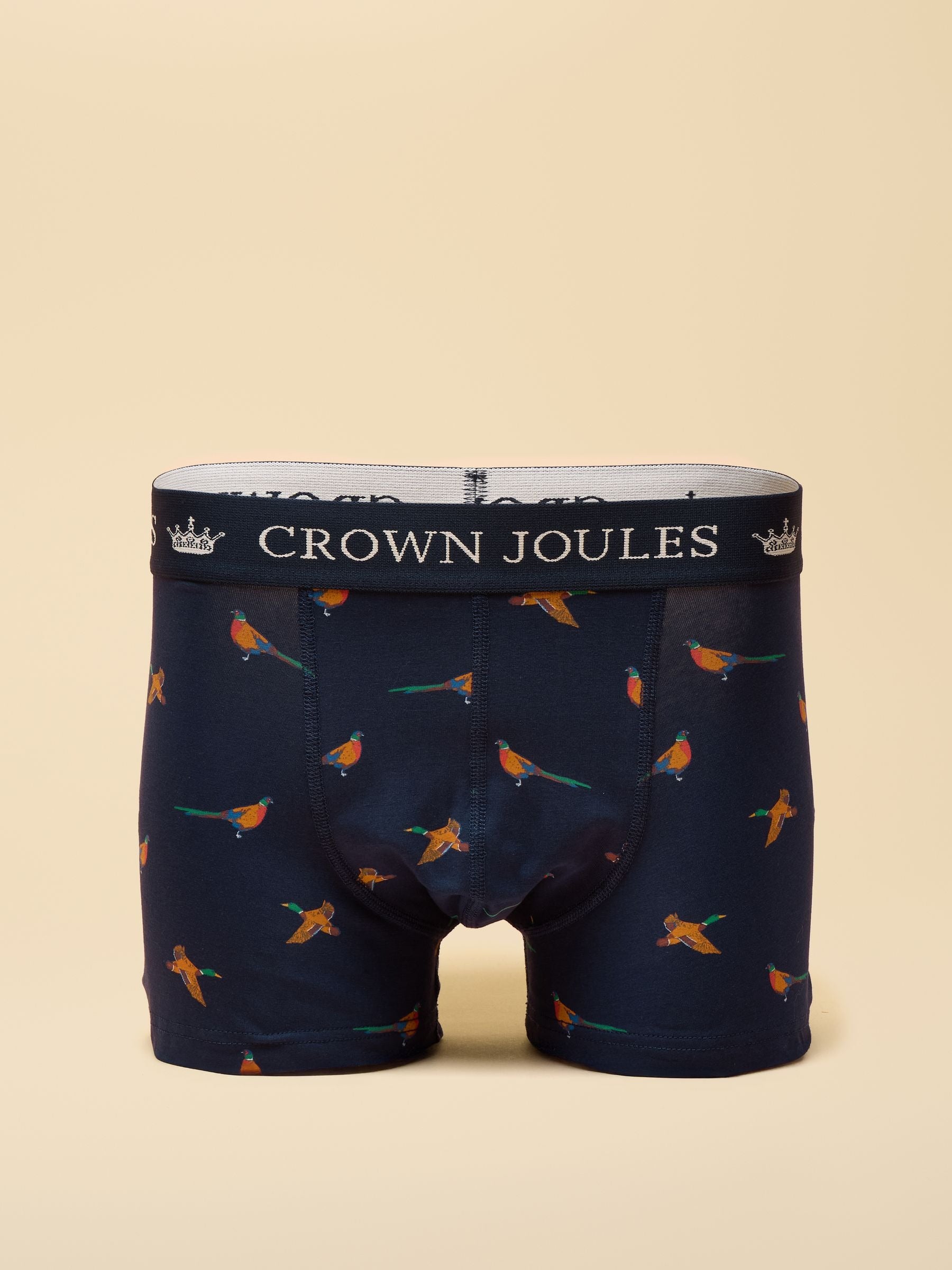 Crown Joules Orange & Navy Cotton Jersey Boxer Shorts - 2 Pack