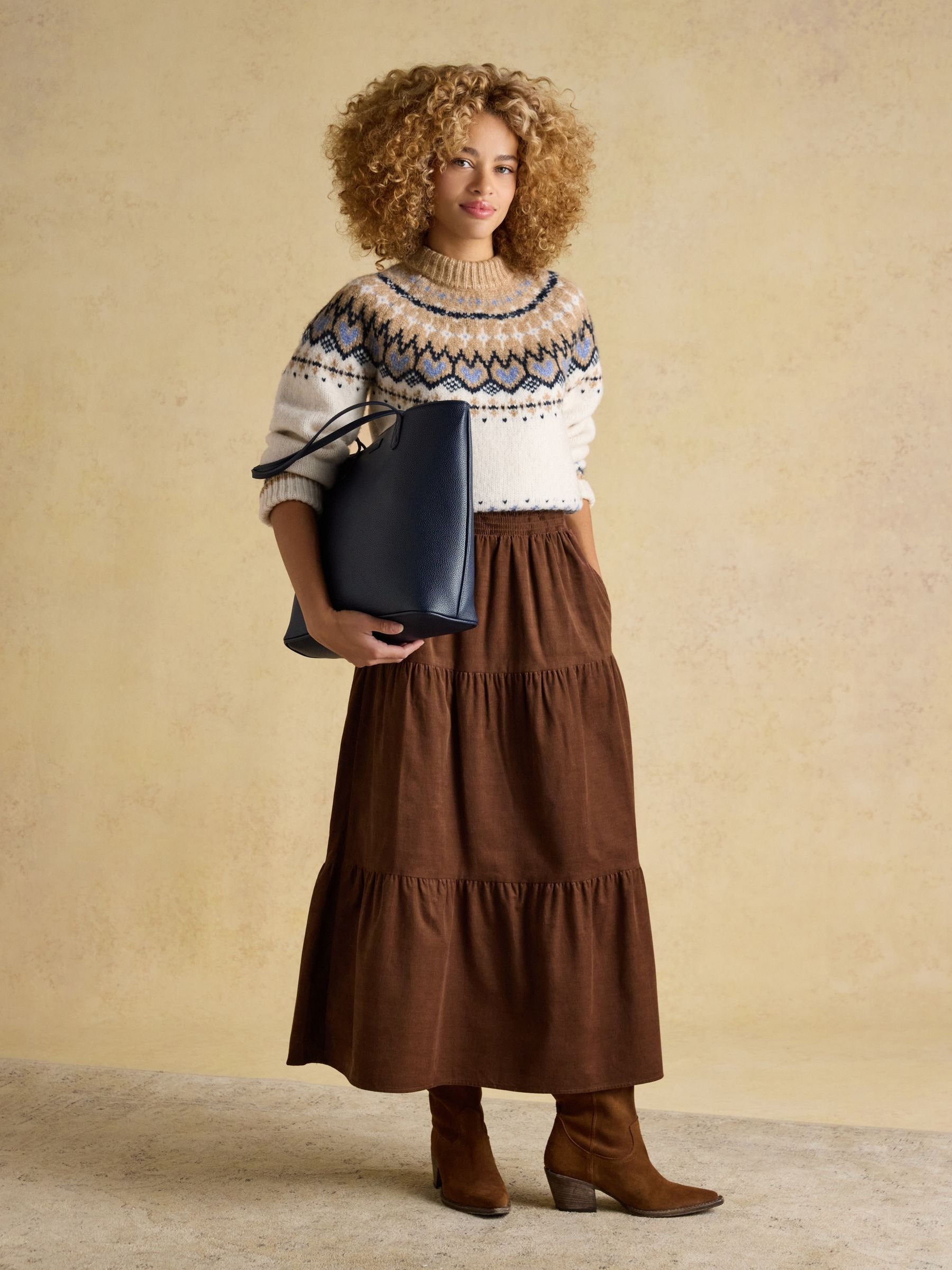 Charlie Cream & Brown Fair Isle Knitted Jumper