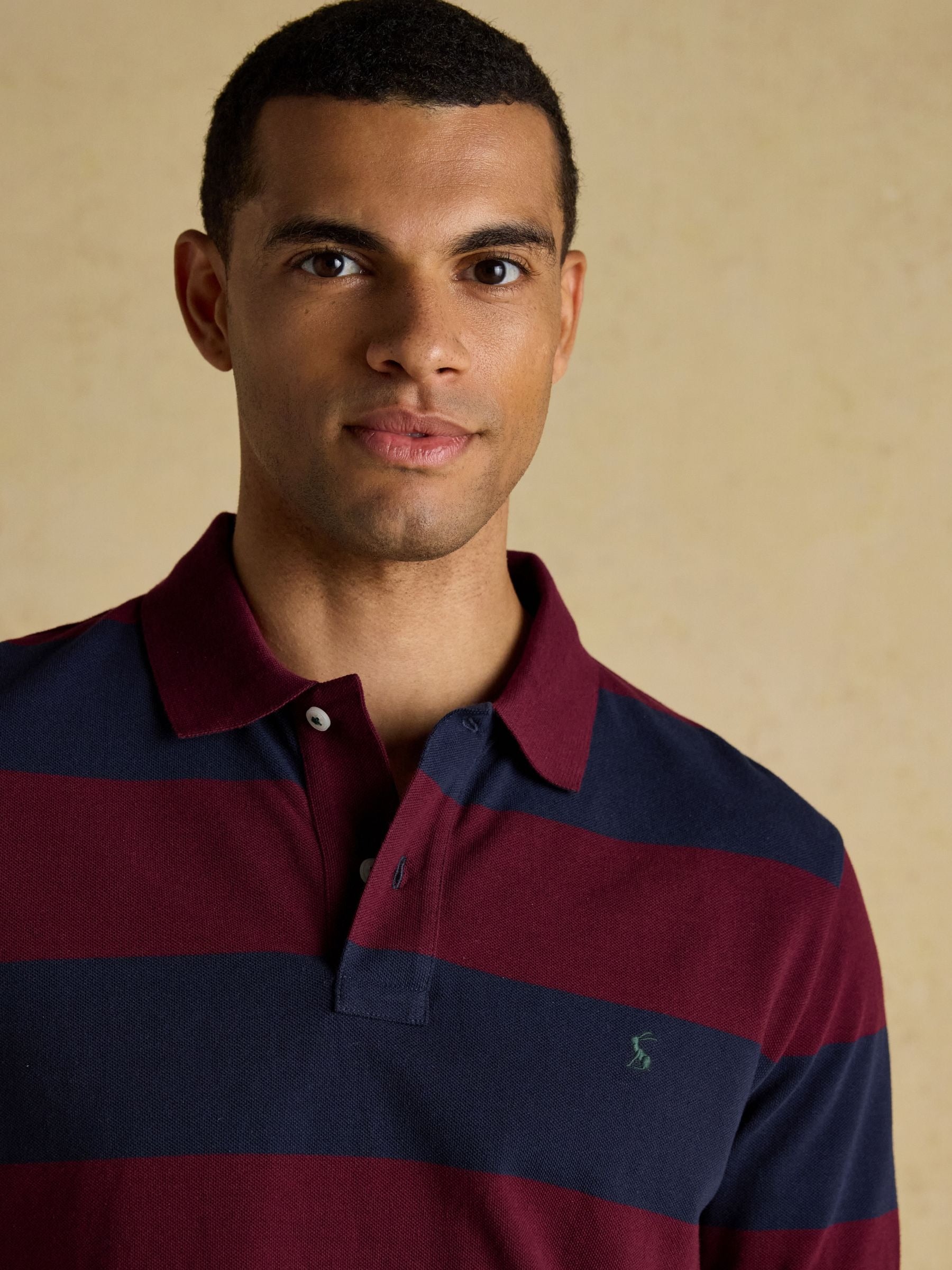 Woody Navy & Burgundy Cotton Pique Polo Shirt