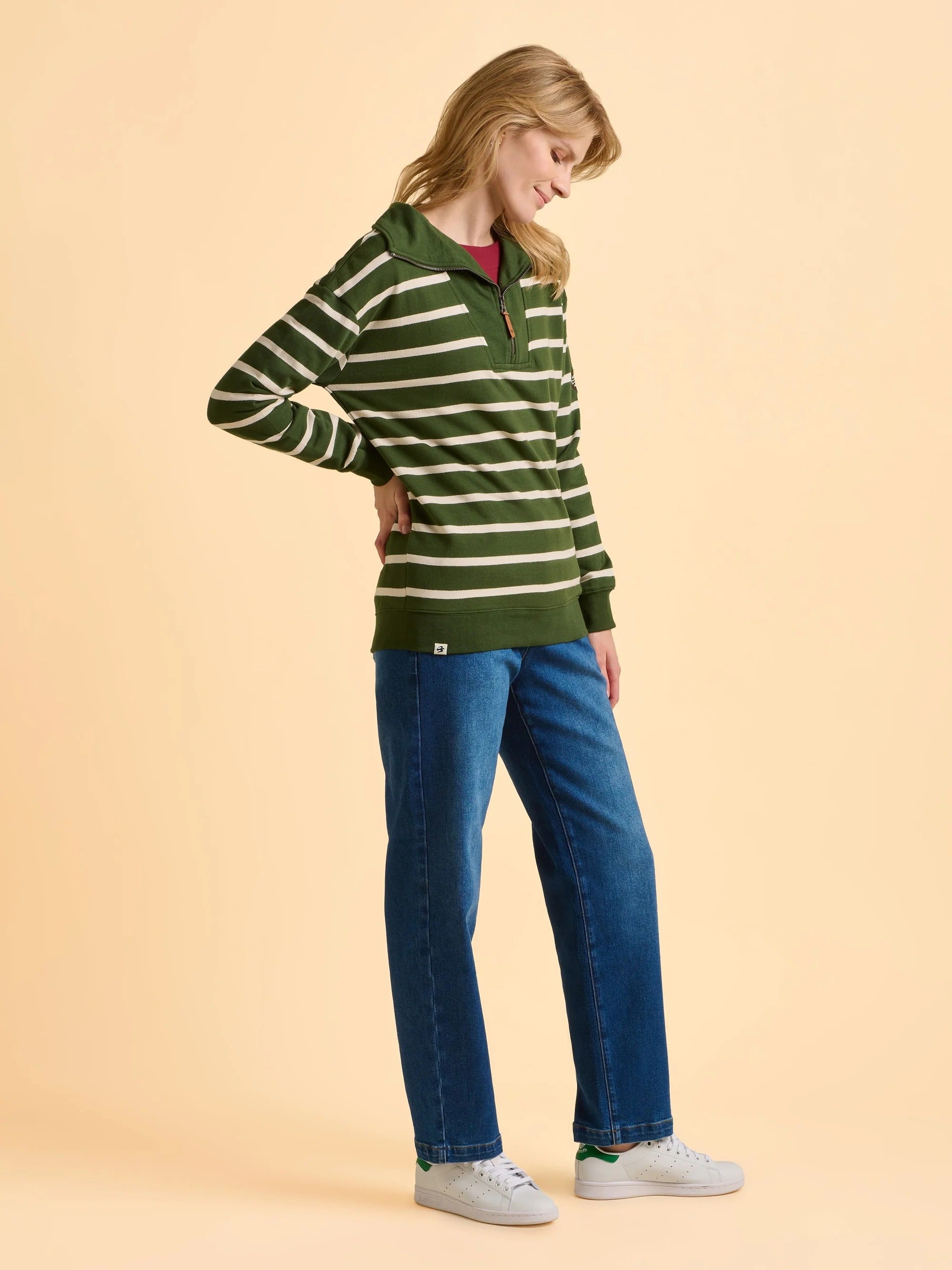 Charmouth Quarter Zip Sweatshirt - Green