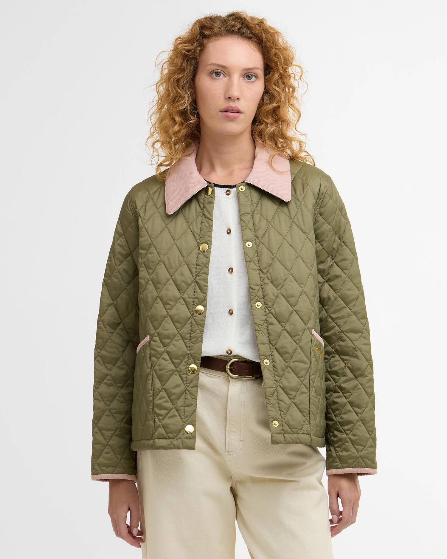 Icons Cropped Liddesdale Quilted Jacket - Bleached Olive/Ancient/Gardenia