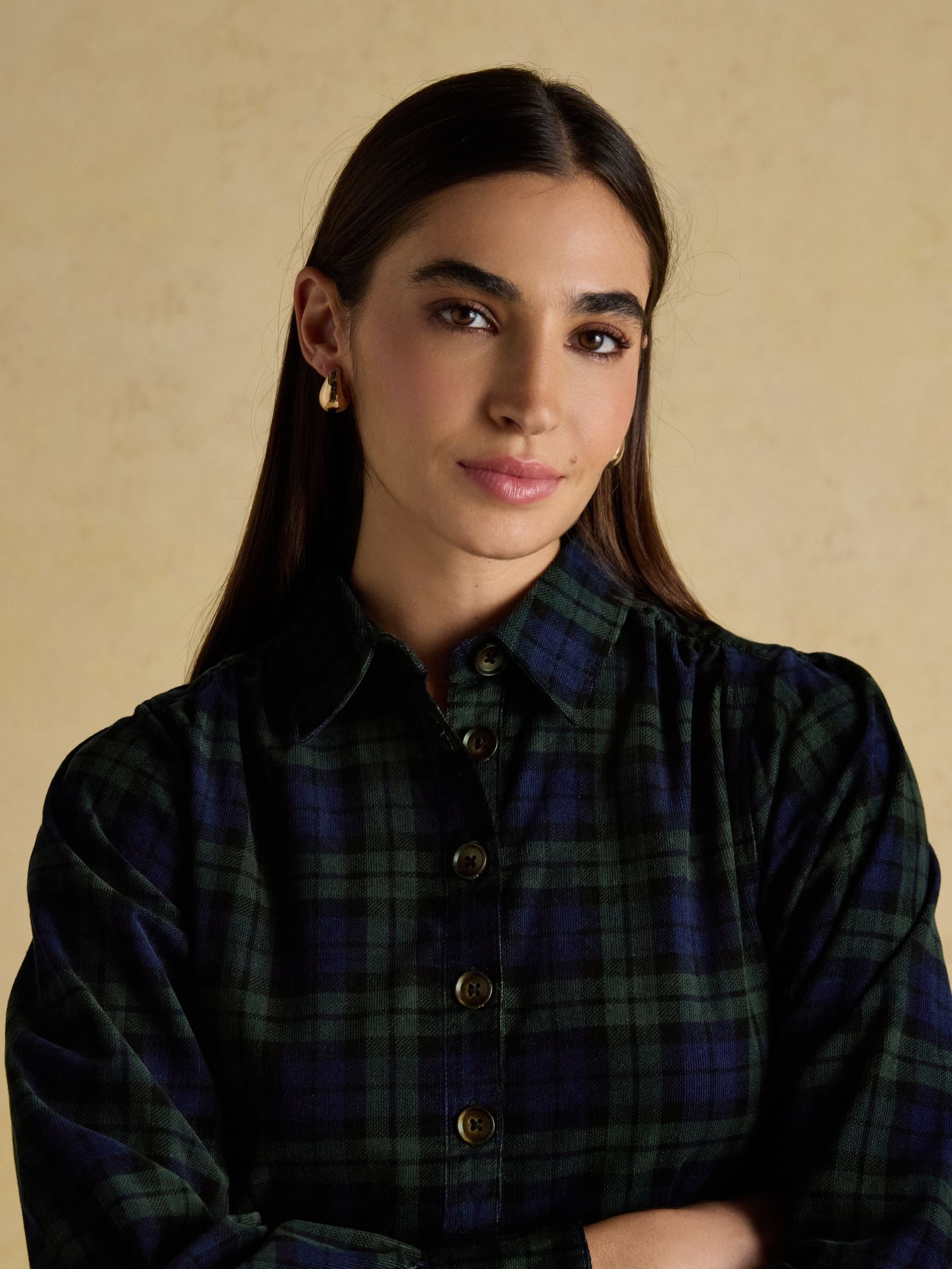 Maple Blue & Green Cord Shirt Dress