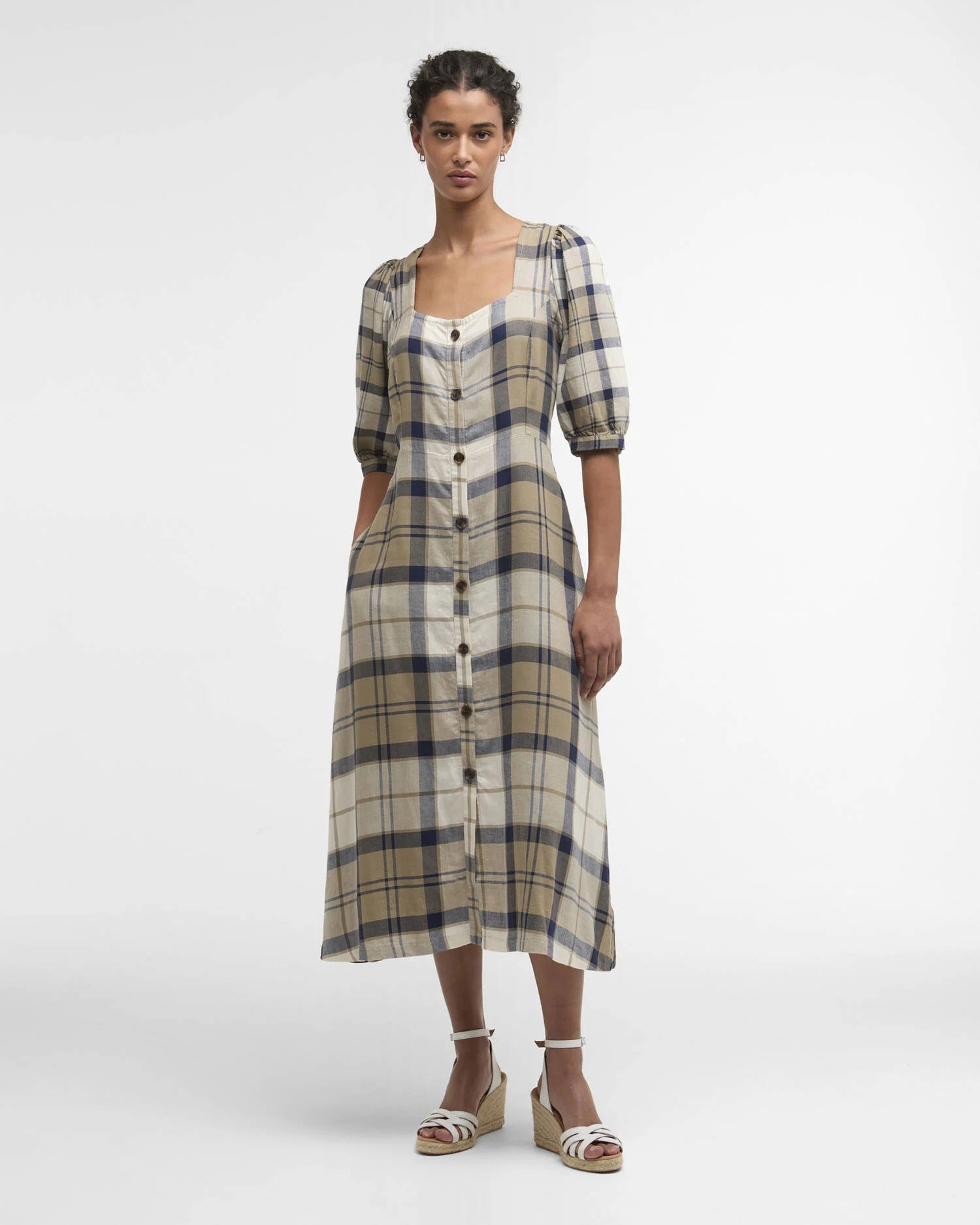 Ballina Midi Dress - Dress Navy Tartan