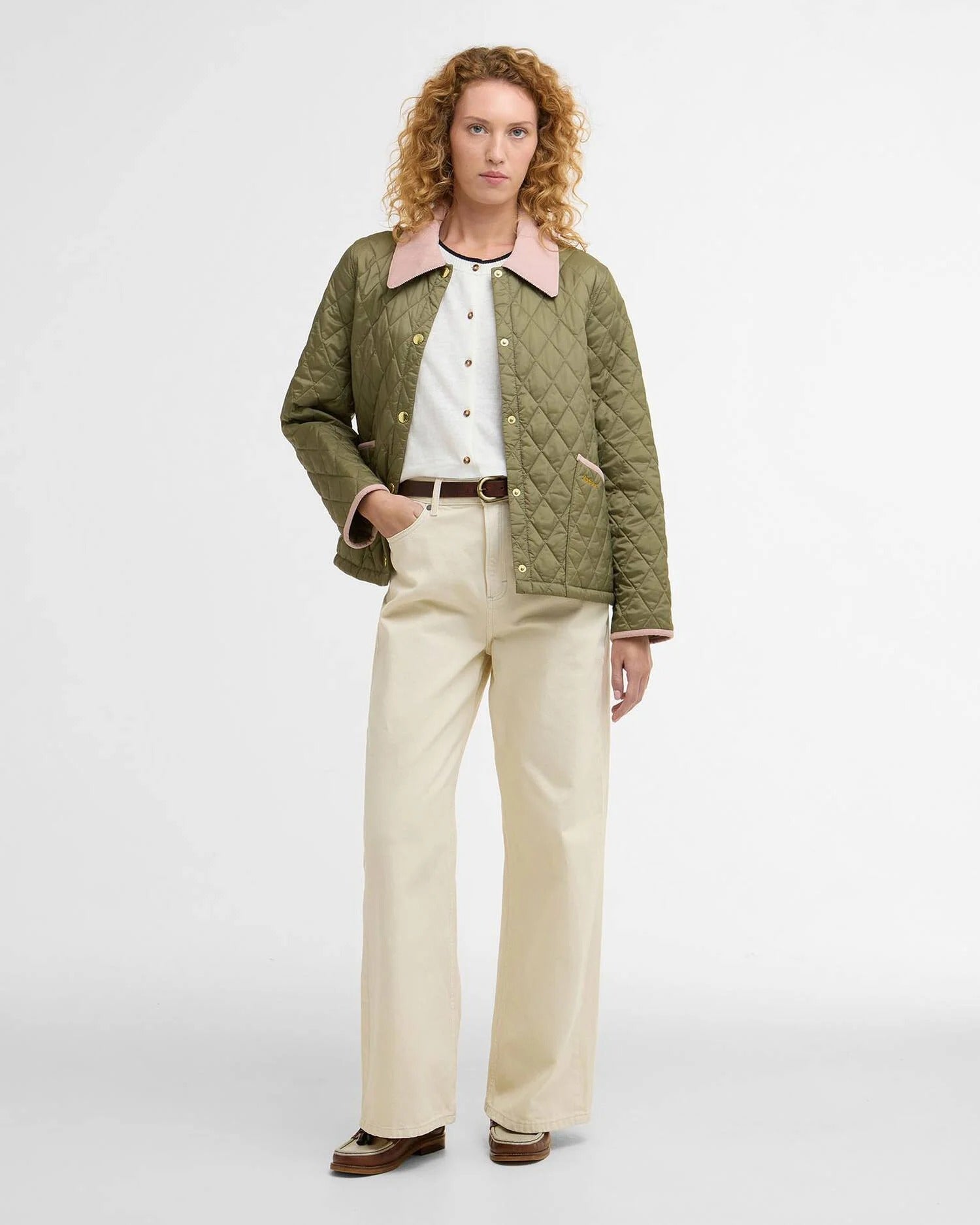 Icons Cropped Liddesdale Quilted Jacket - Bleached Olive/Ancient/Gardenia