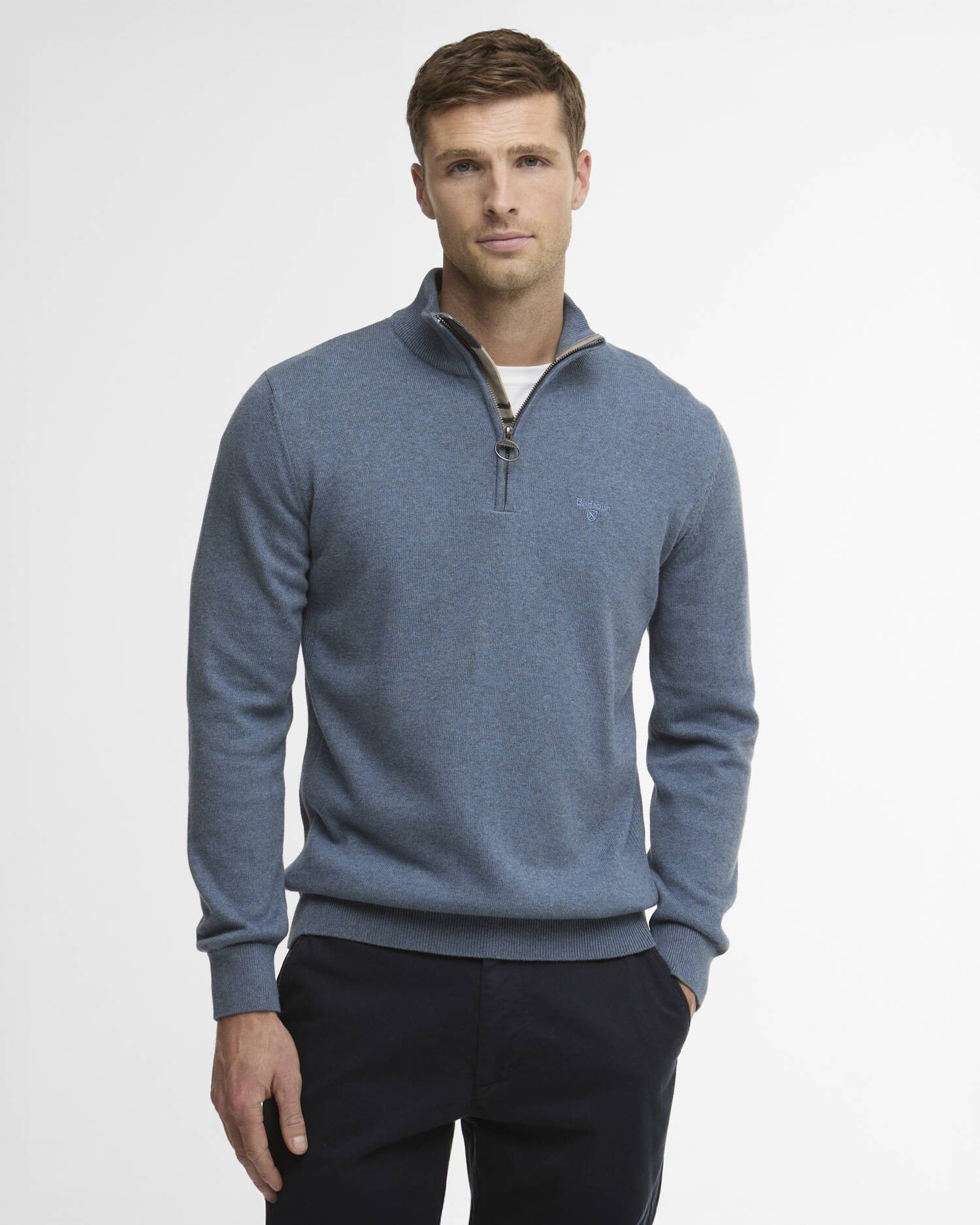 Cotton Quarter-Zip Jumper - Dusk Blue