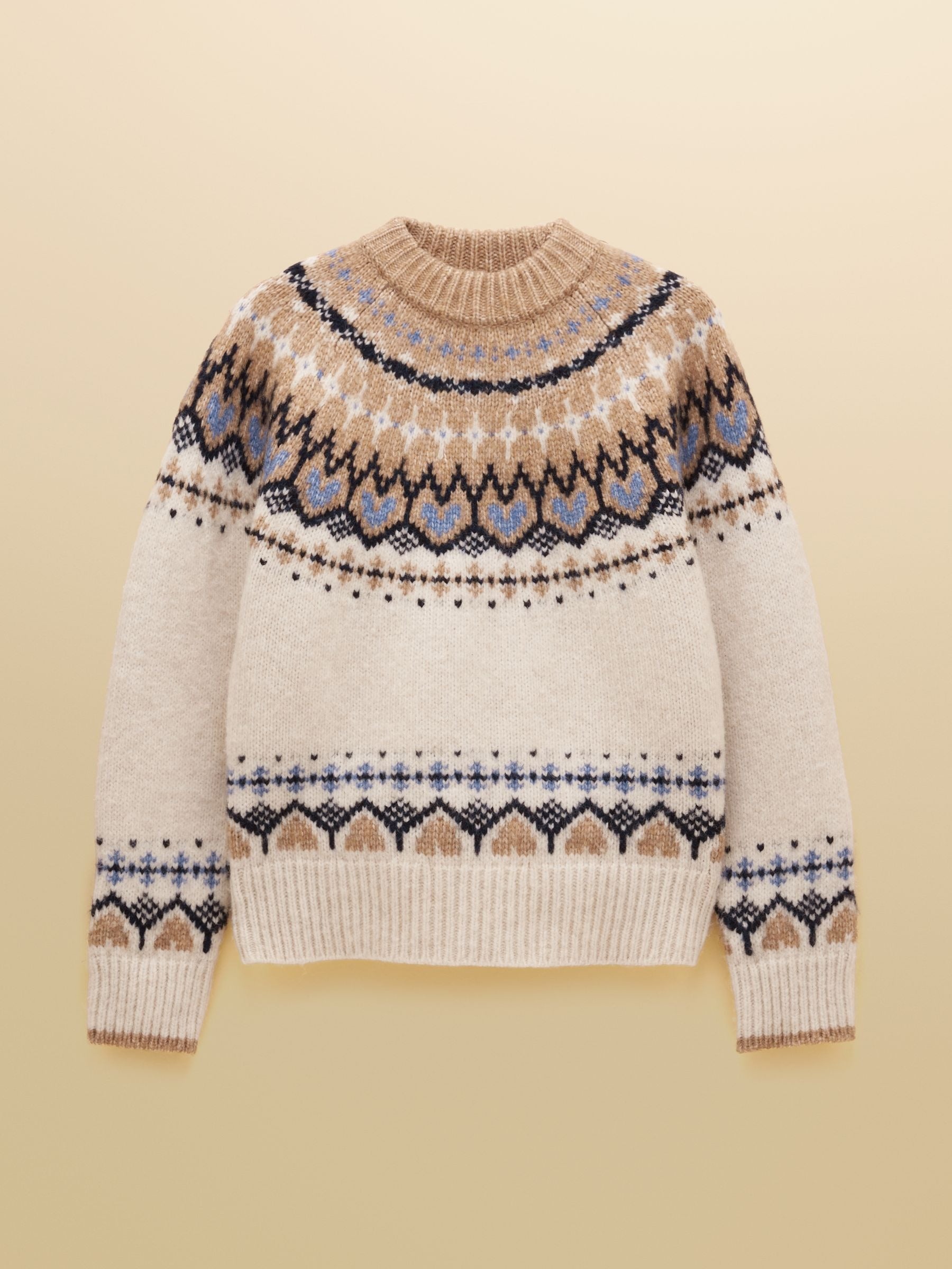 Charlie Cream & Brown Fair Isle Knitted Jumper