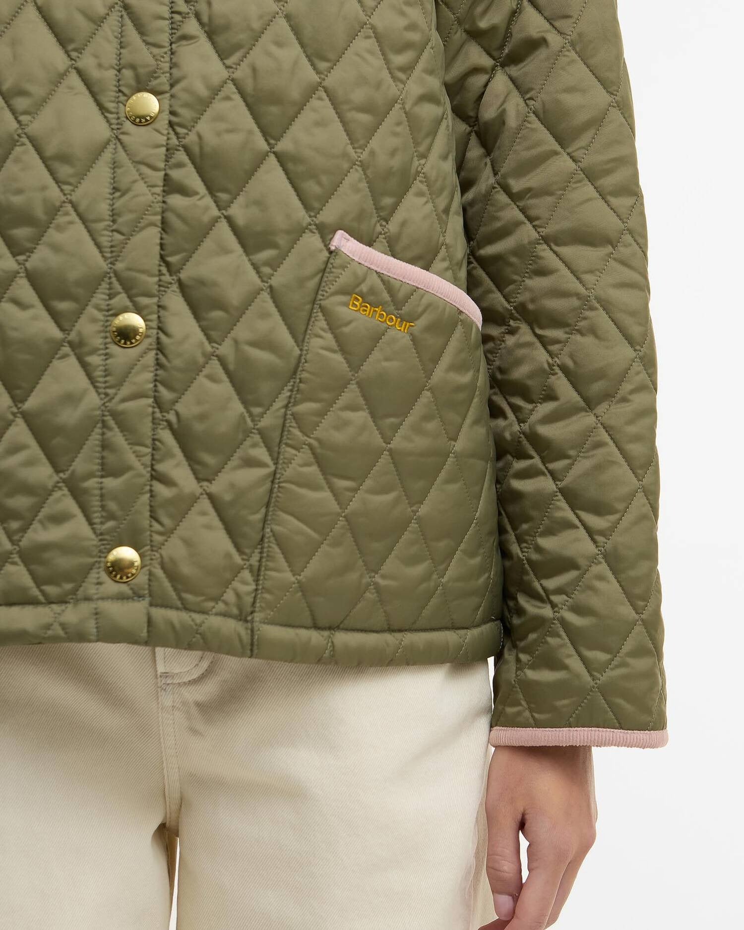 Icons Cropped Liddesdale Quilted Jacket - Bleached Olive/Ancient/Gardenia