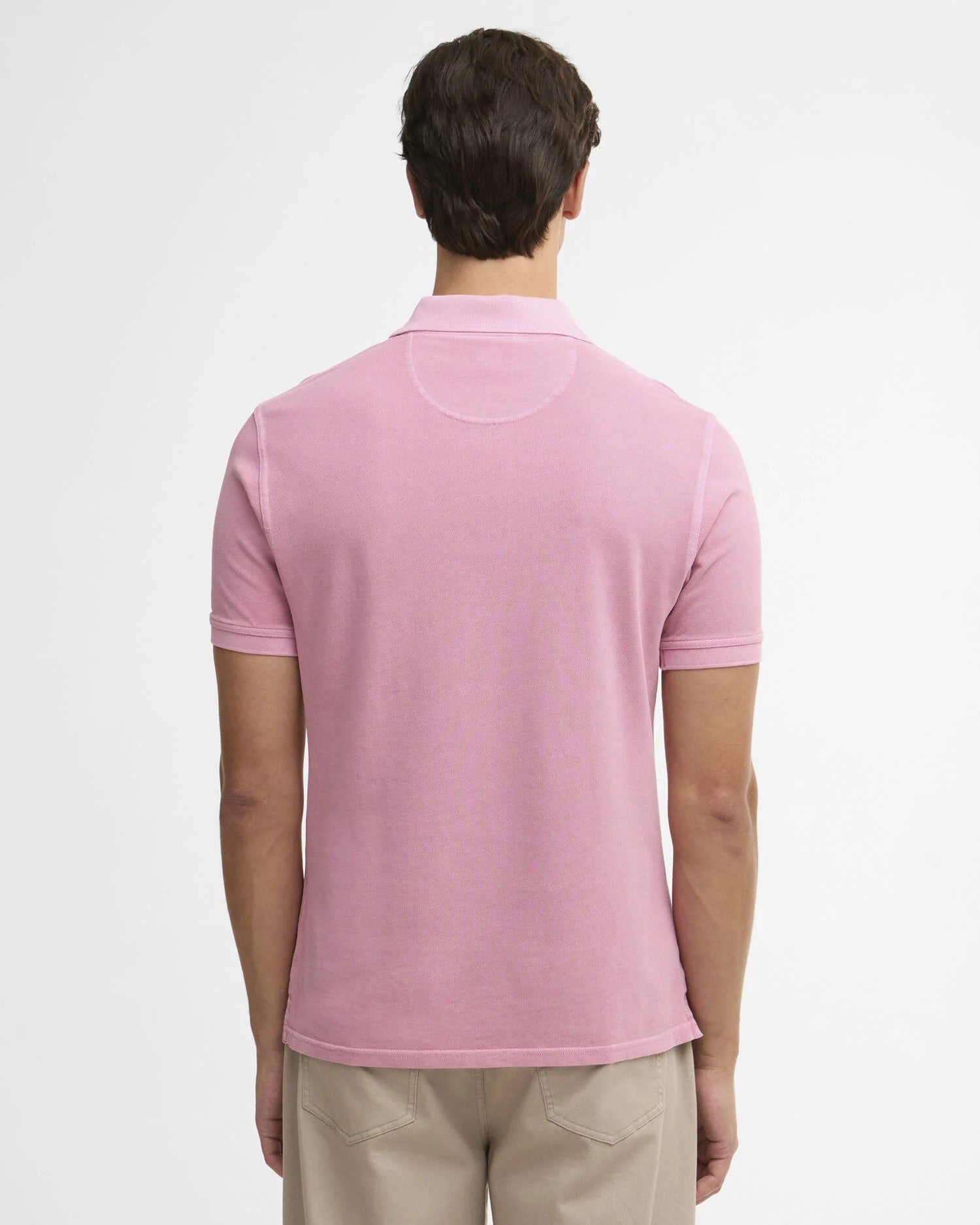 Washed Tartan Tailored Pique Polo - Washed Pink