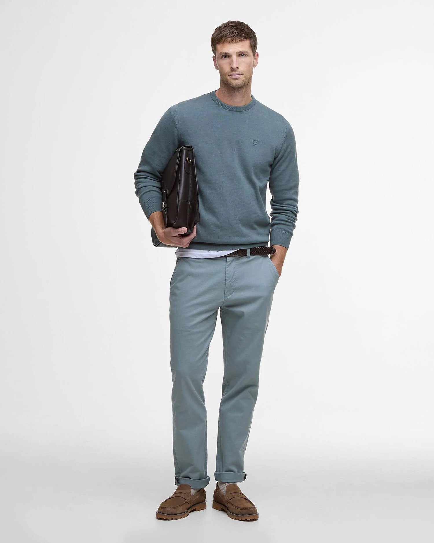 Pima Cotton Crew Neck Jumper - Vintage Teal
