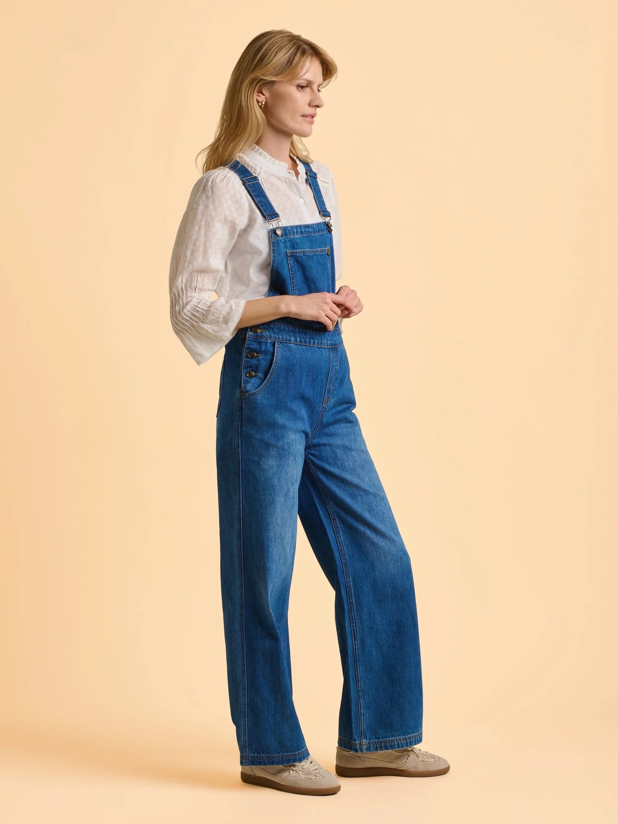 Leia Denim Dungarees - Navy