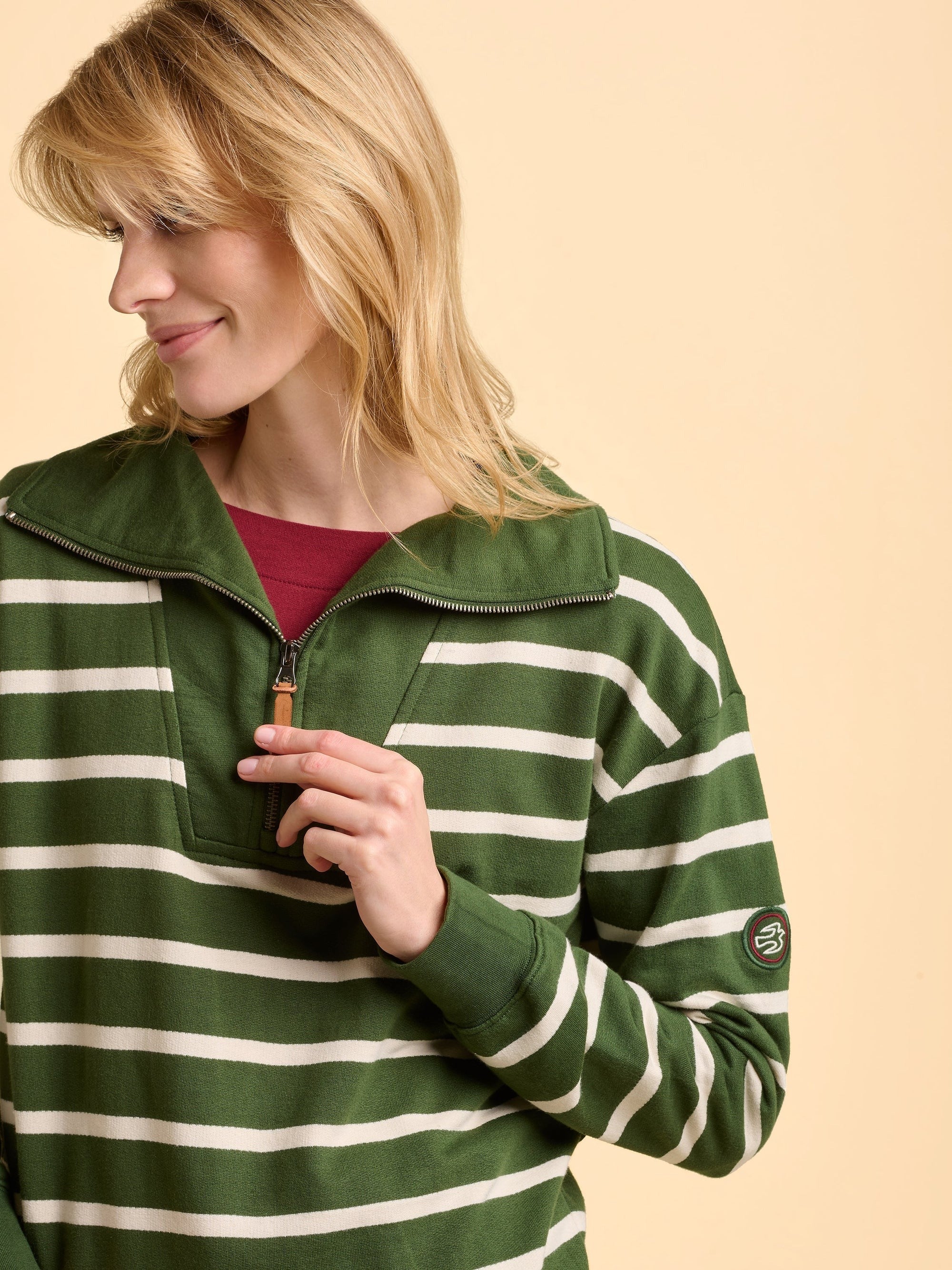 Charmouth Quarter Zip Sweatshirt - Green