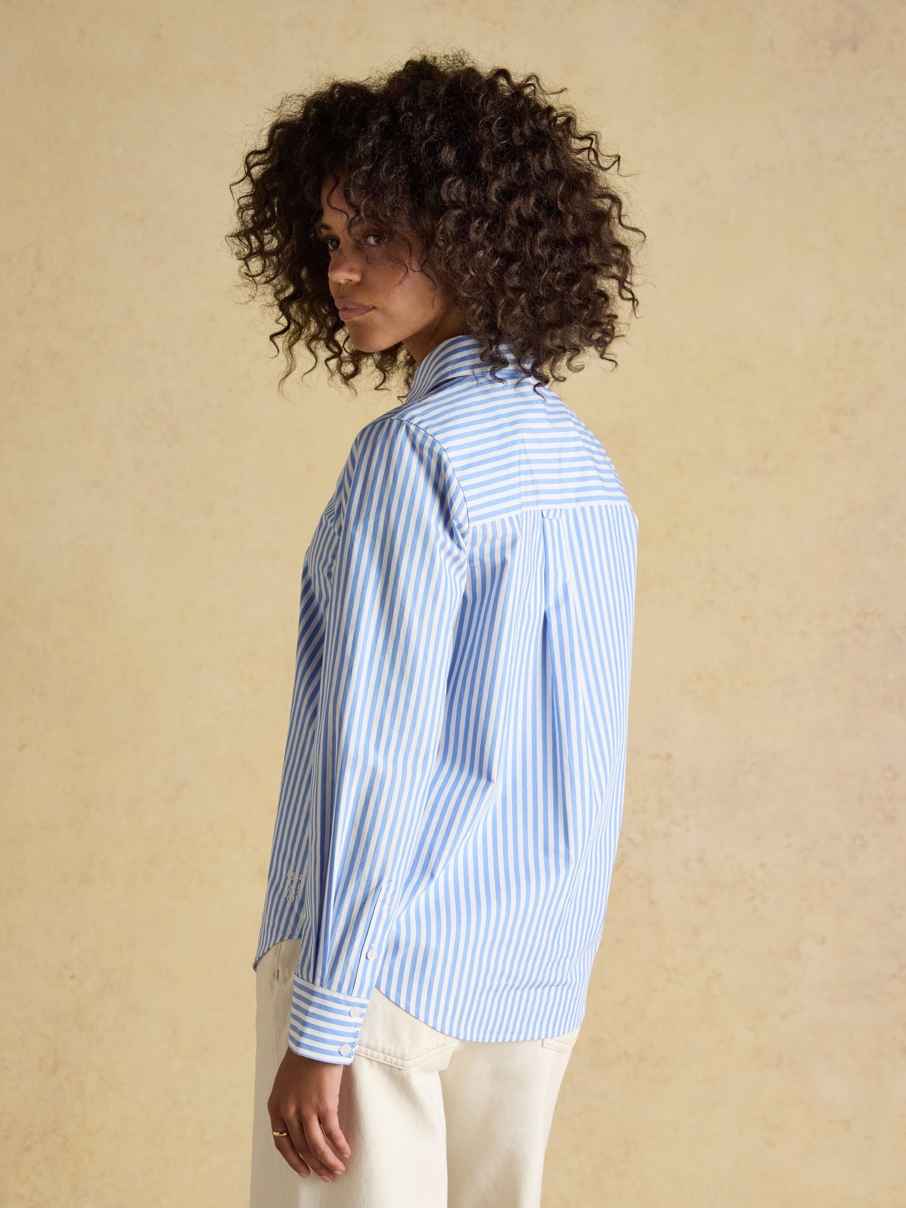 Classic Fit Blue Striped Poplin Shirt