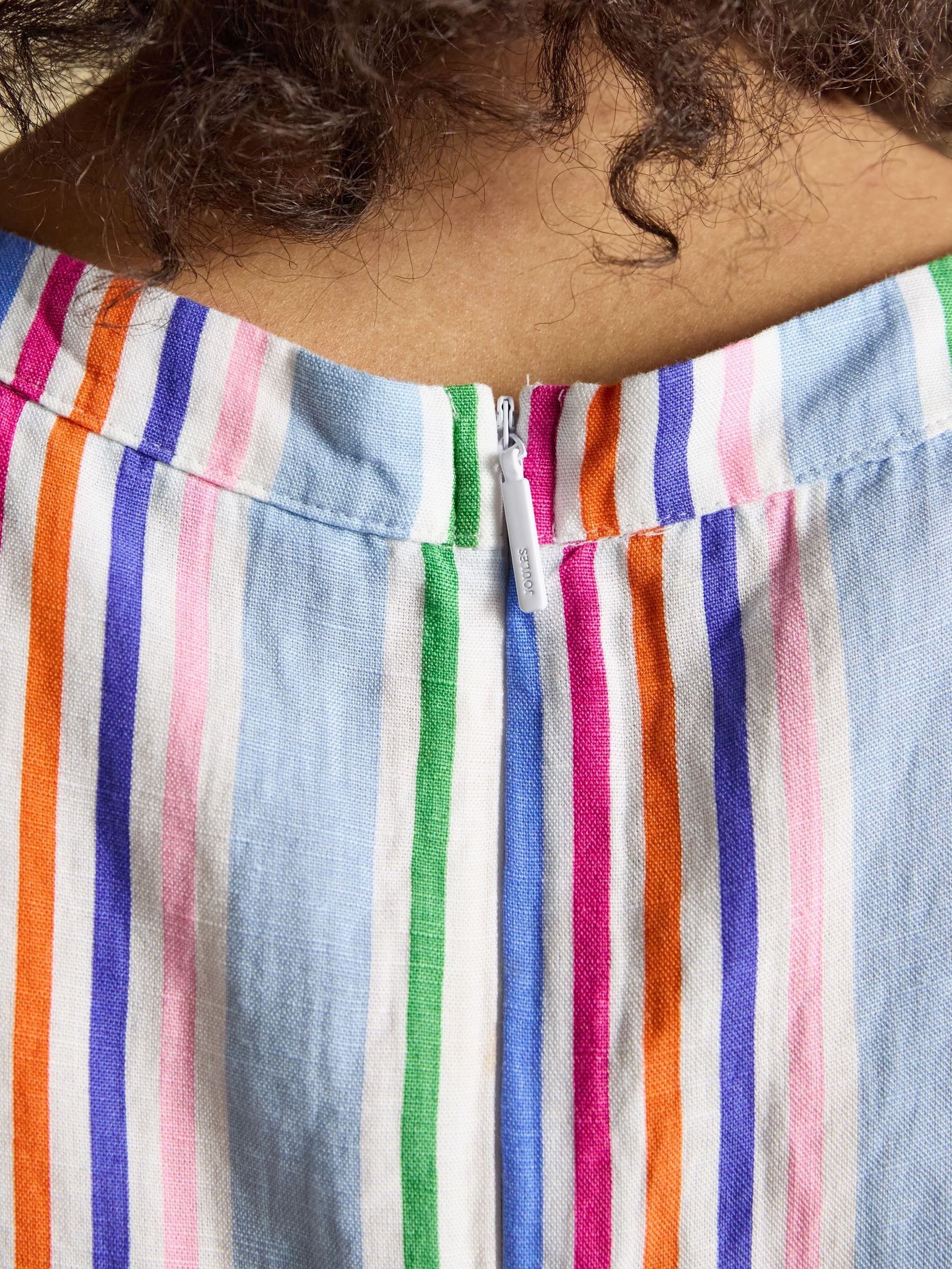 Delphine Multi Striped Shift Dress With Linen