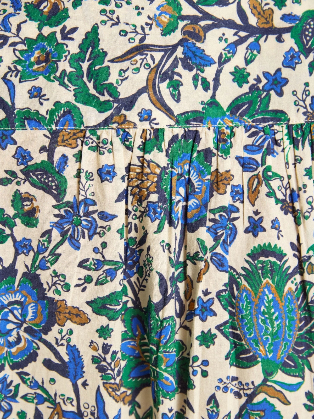 Melanie Blue & Green Floral Short Sleeve Frill Blouse