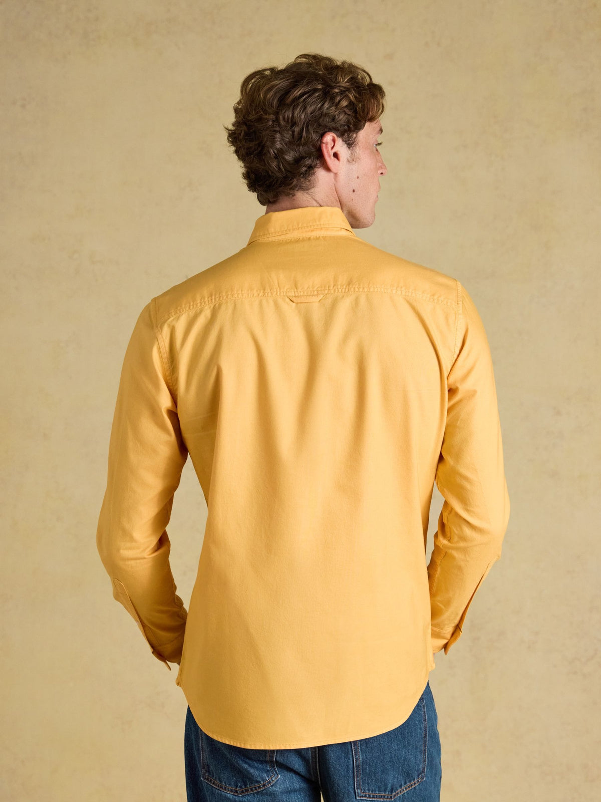 Yellow Garment Dyed Long Sleeve Cotton Shirt