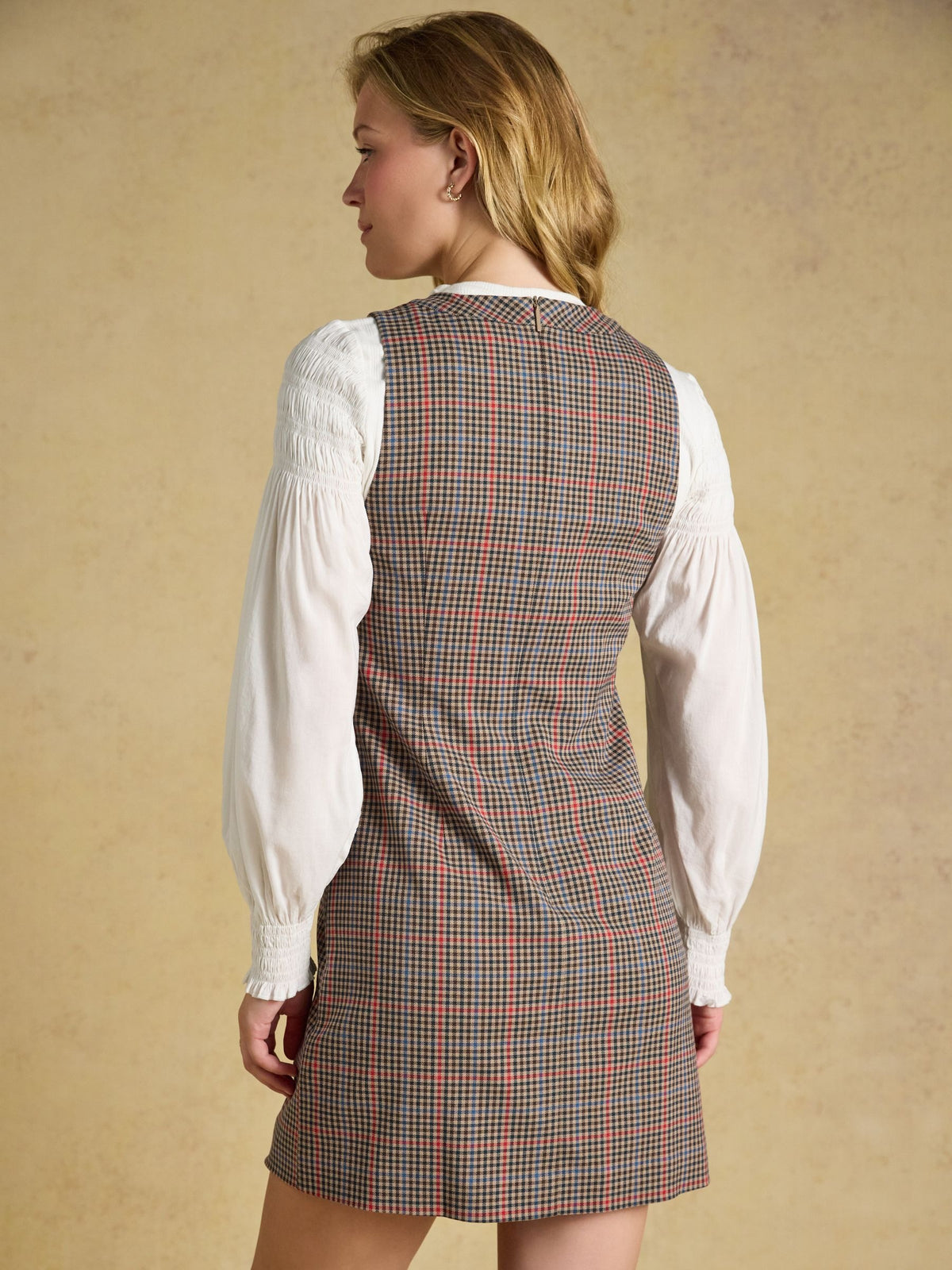 Beatrice Brown Check Ada Shift Mini Dress