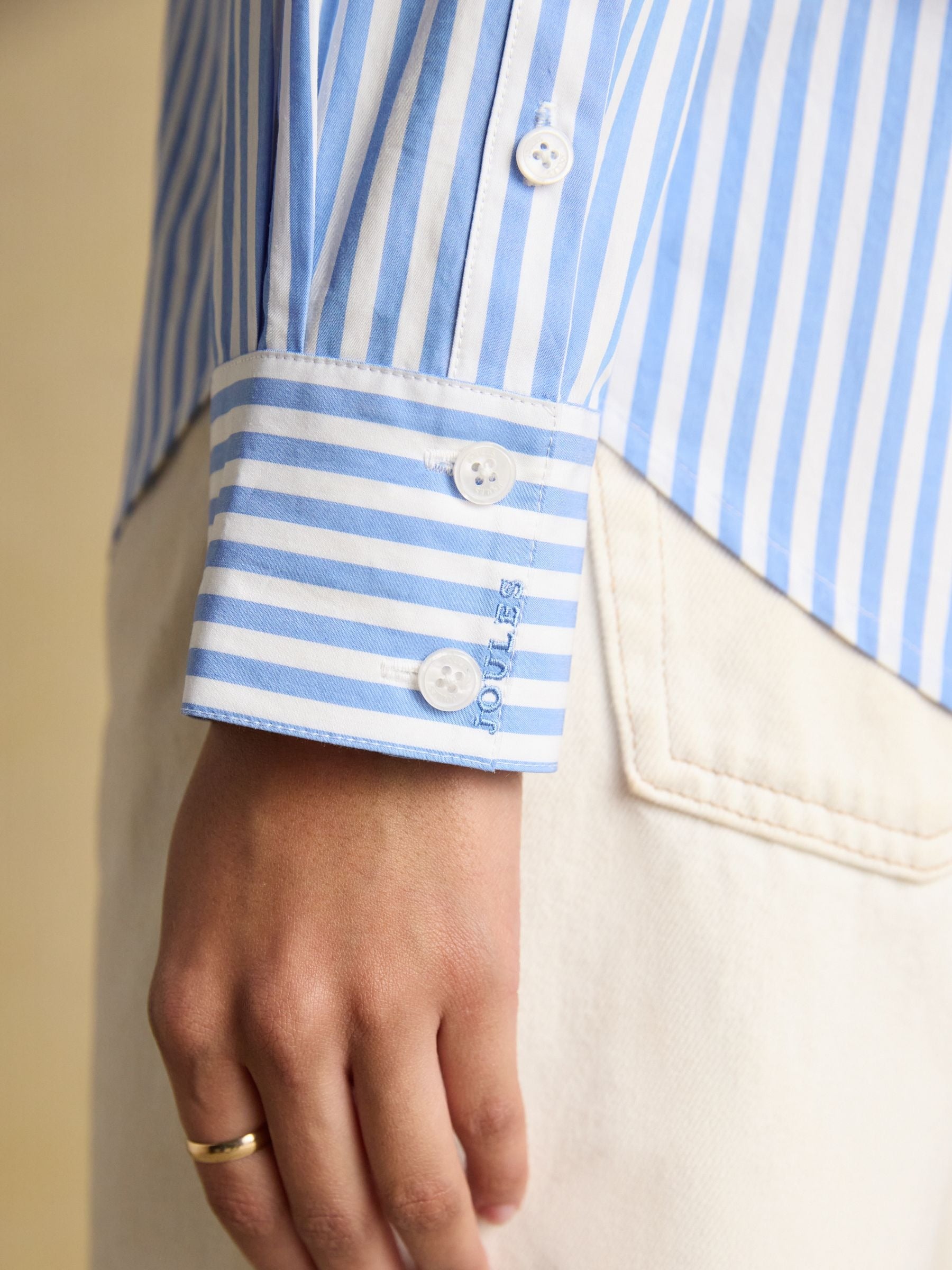 Classic Fit Blue Striped Poplin Shirt