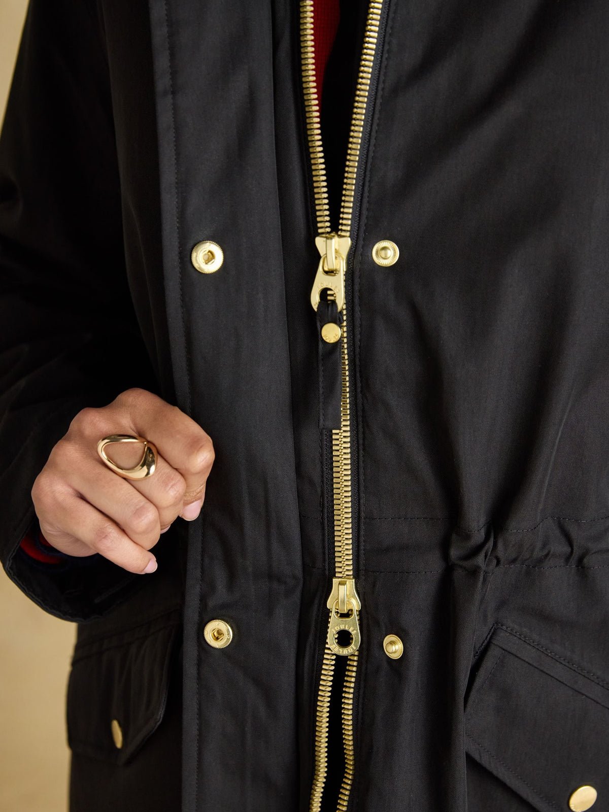 Portwell Cosy Black Fleece Lined Waterproof Raincoat with Hood