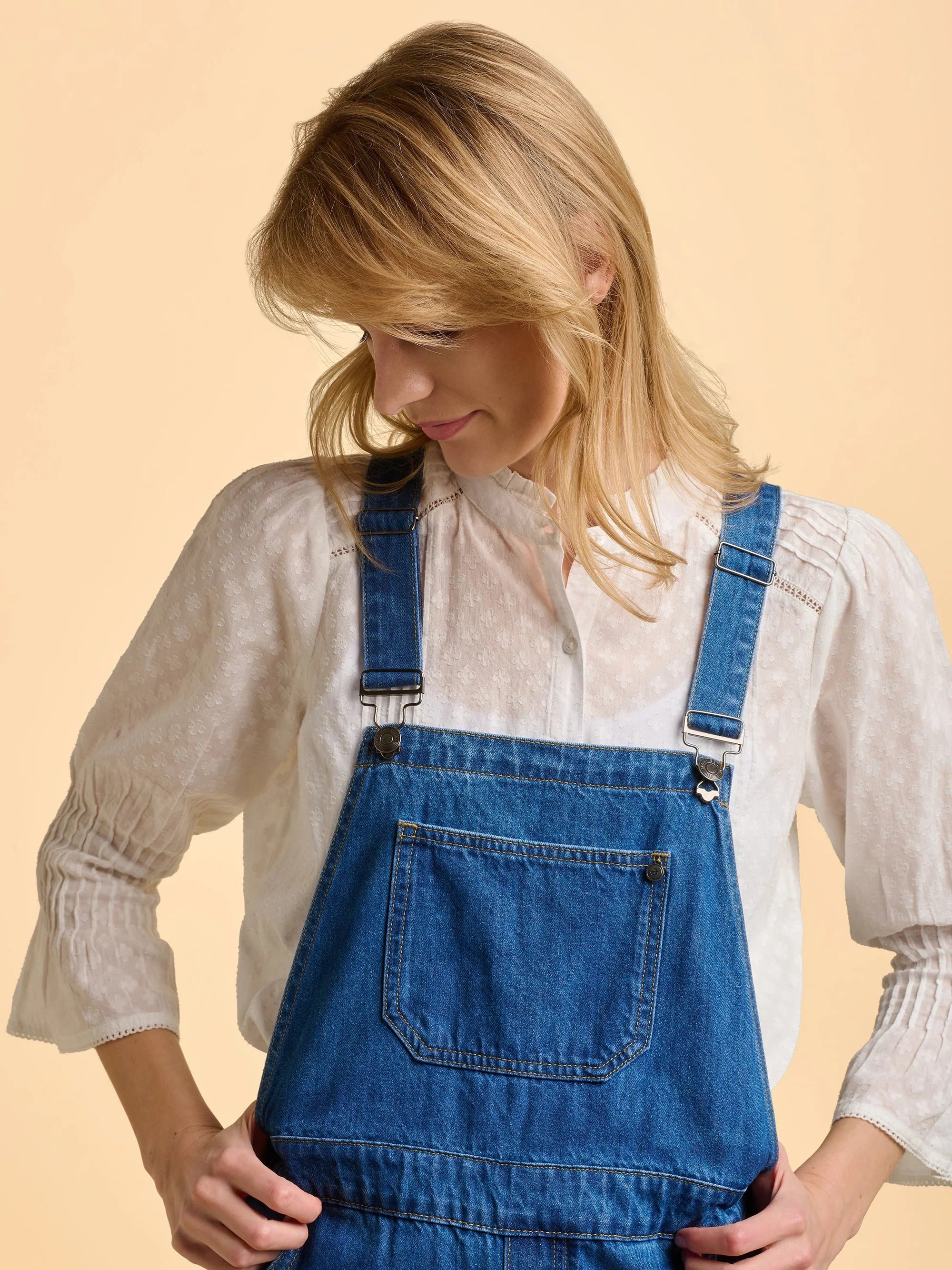 Leia Denim Dungarees - Navy